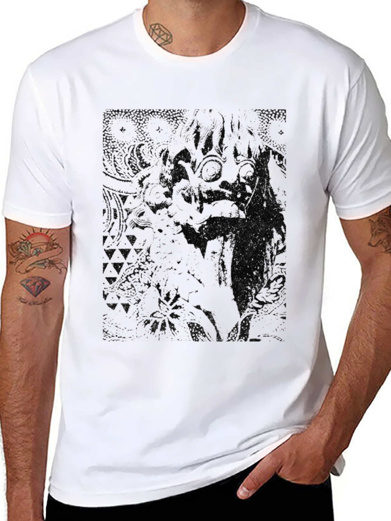 Dark Graphic Print Crew Neck T-Shirt