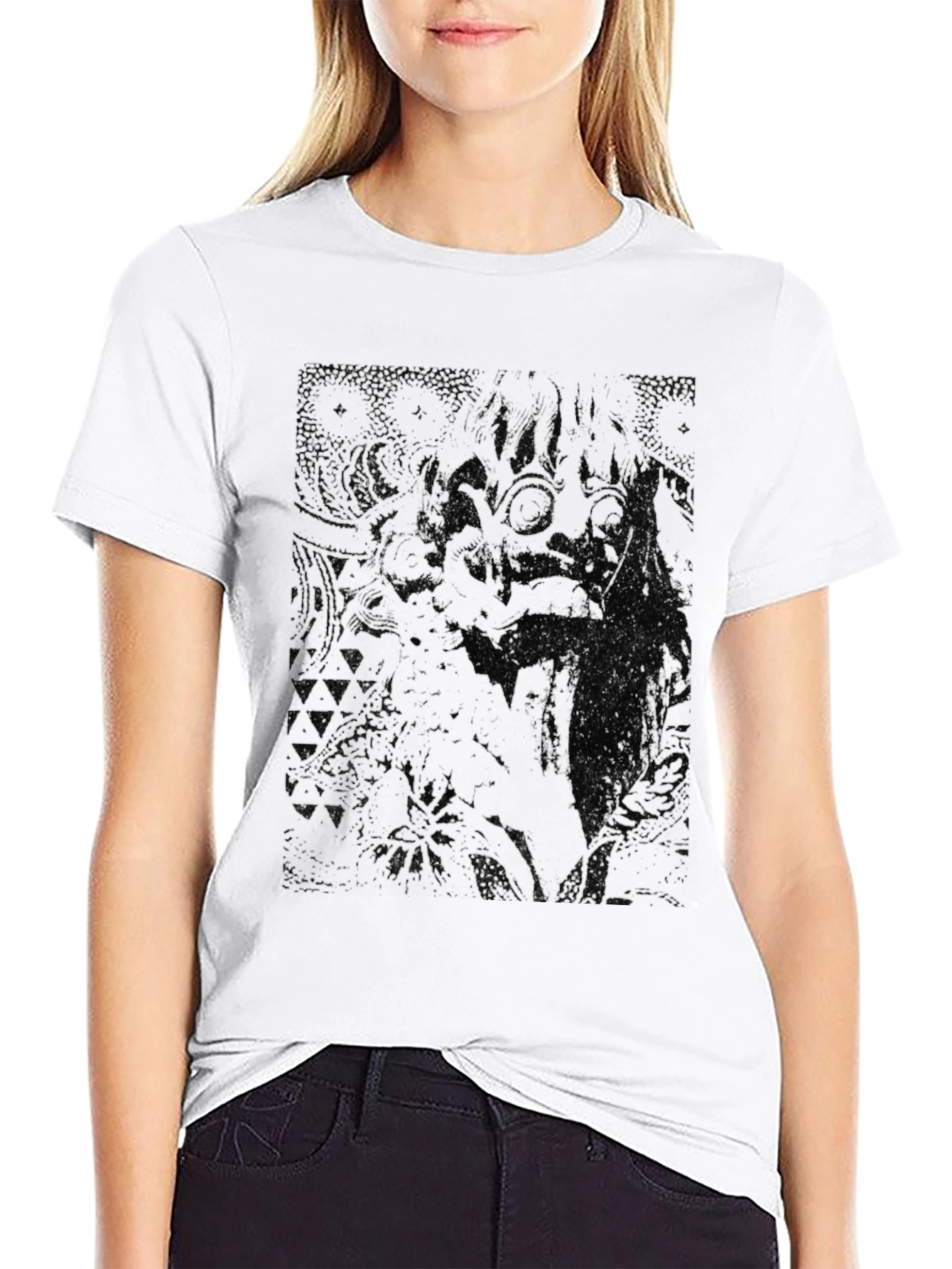 Dark Graphic Print Crew Neck T-Shirt