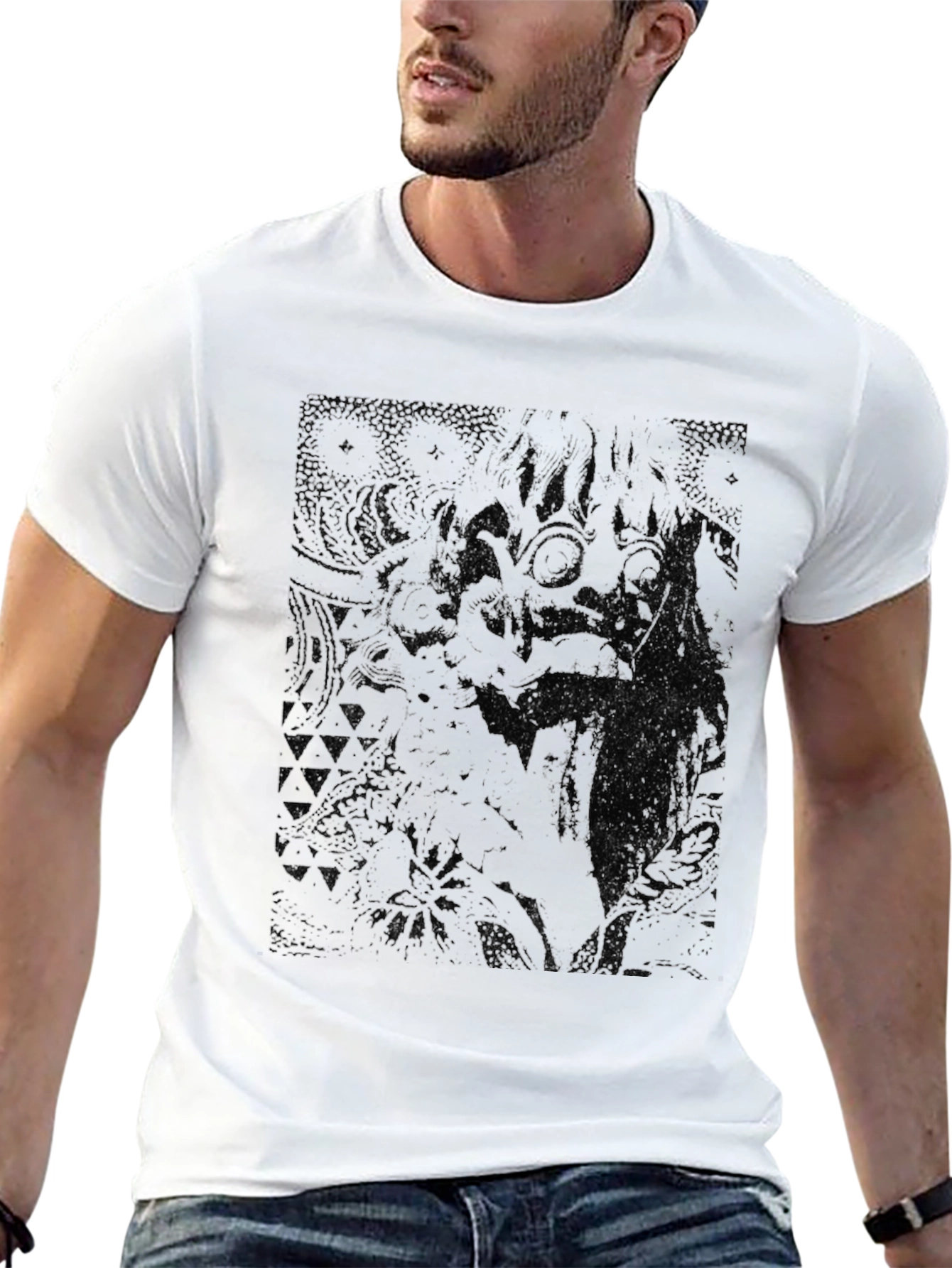 Dark Graphic Print Crew Neck T-Shirt