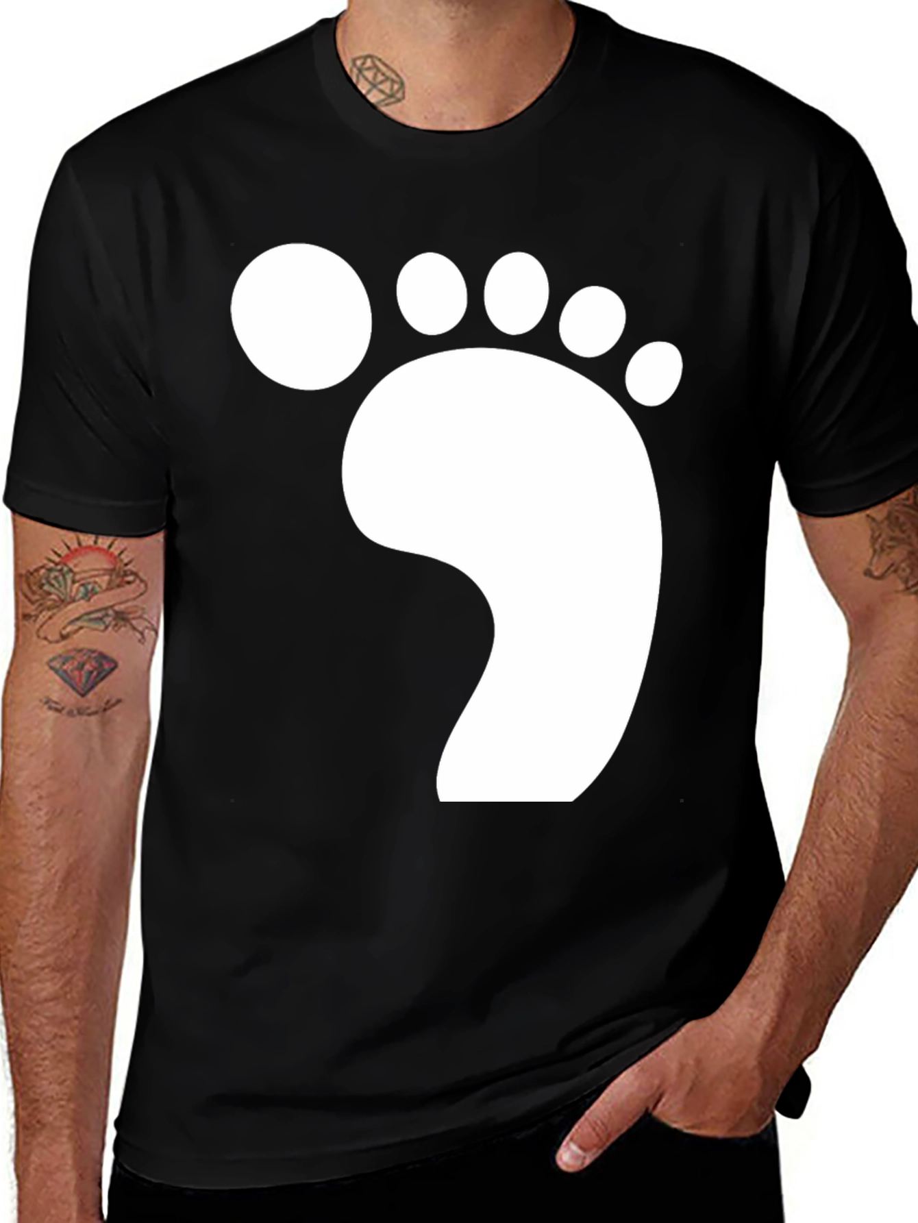 Footprint Graphic T-Shirt - Casual Black Tee