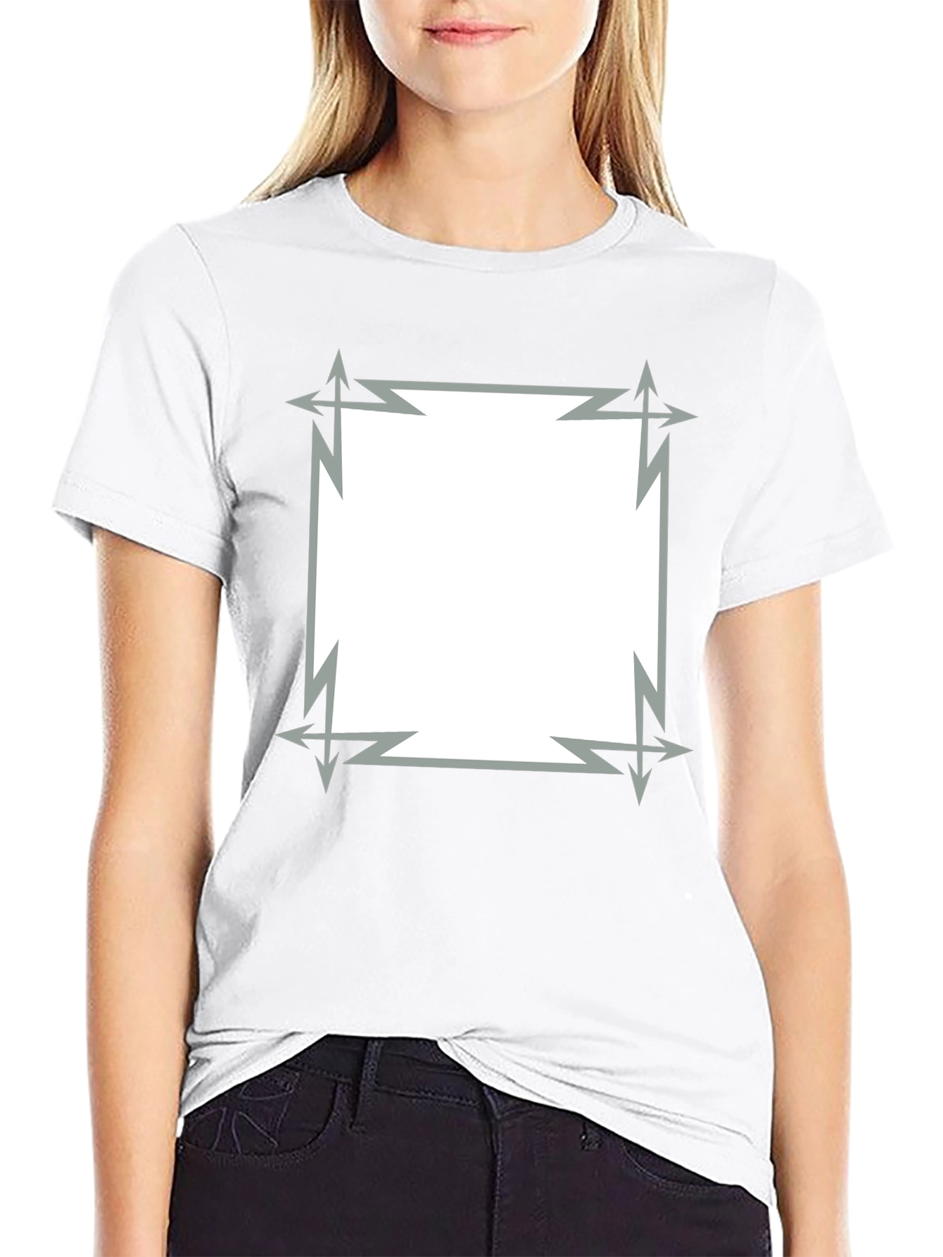 Edgy Graphic Tee - Black T-Shirt with Square Design