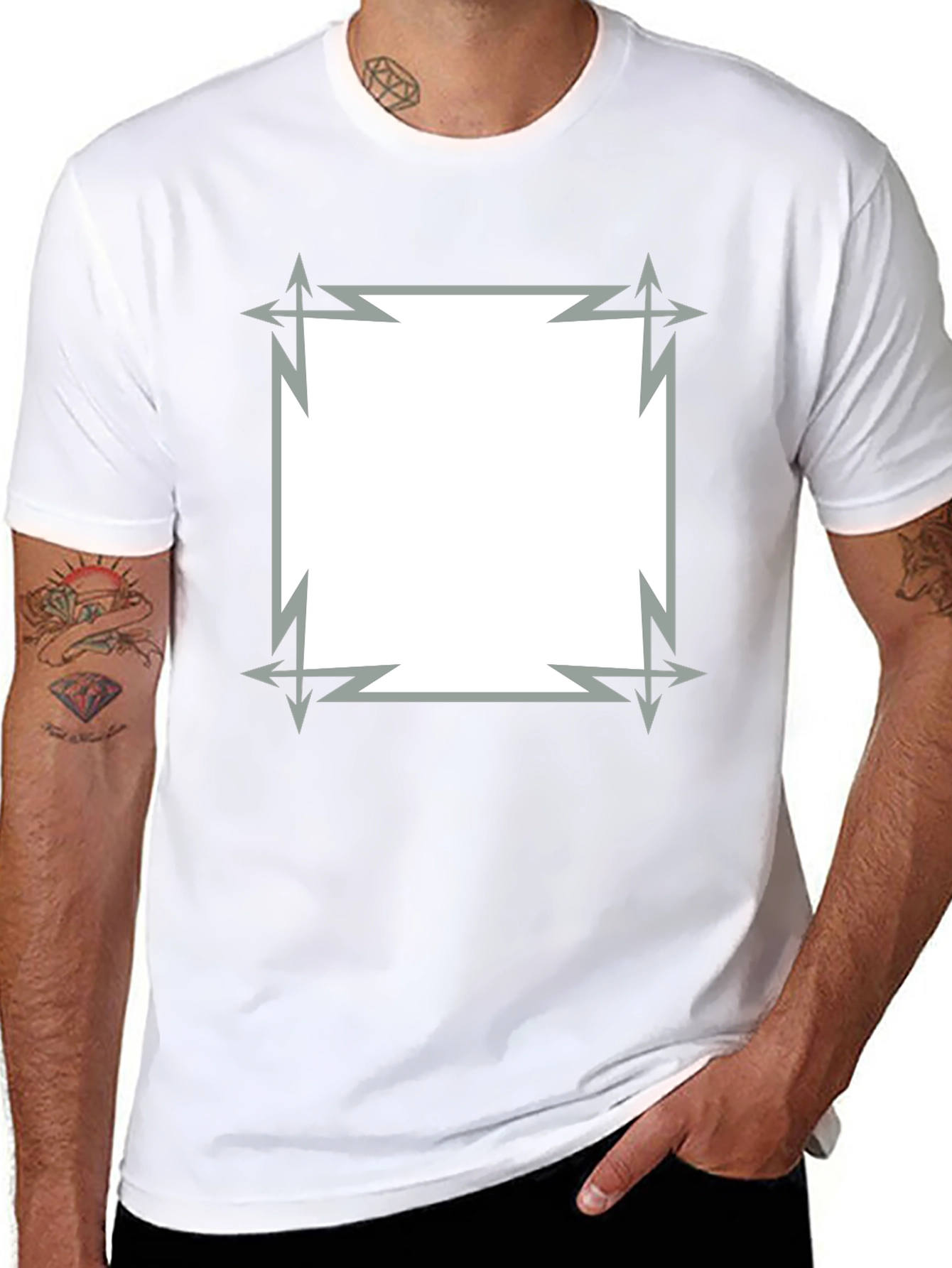 Edgy Graphic Tee - Black T-Shirt with Square Design