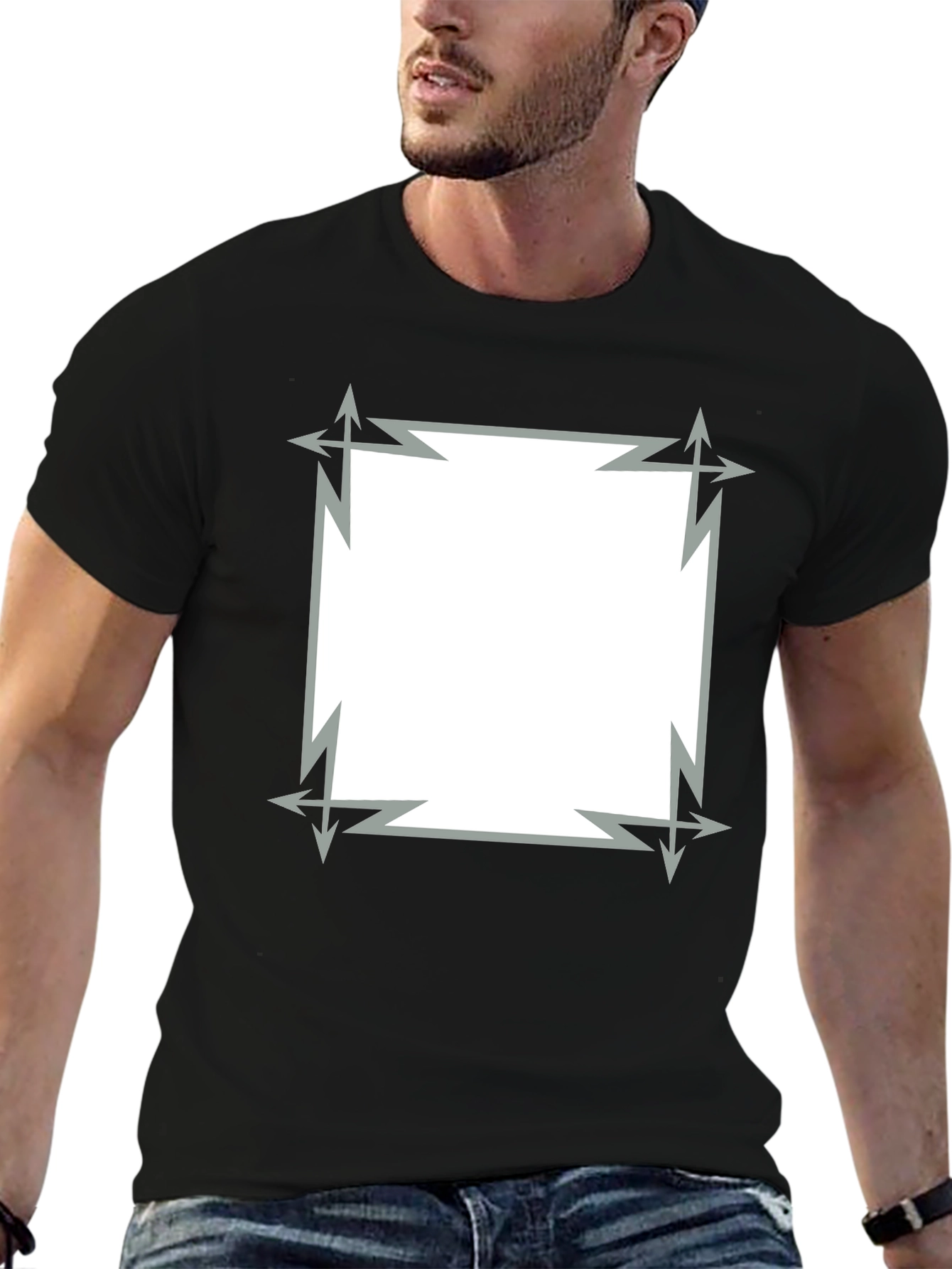 Edgy Graphic Tee - Black T-Shirt with Square Design