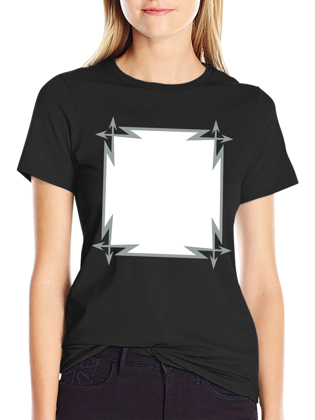 Edgy Graphic Tee - Black T-Shirt with Square Design