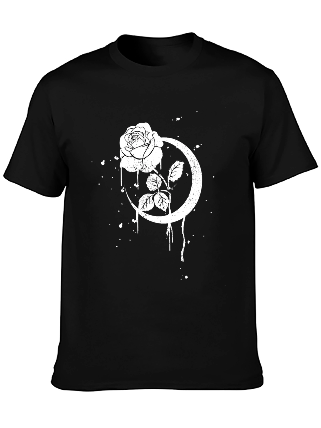 Rose and Moon Graphic Tee - Black
