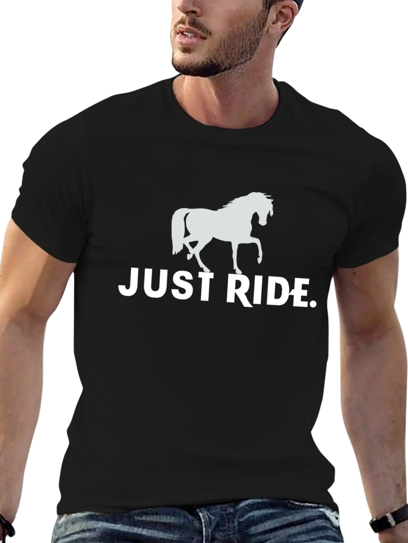 Just Ride Horse T-Shirt - Black Graphic Tee