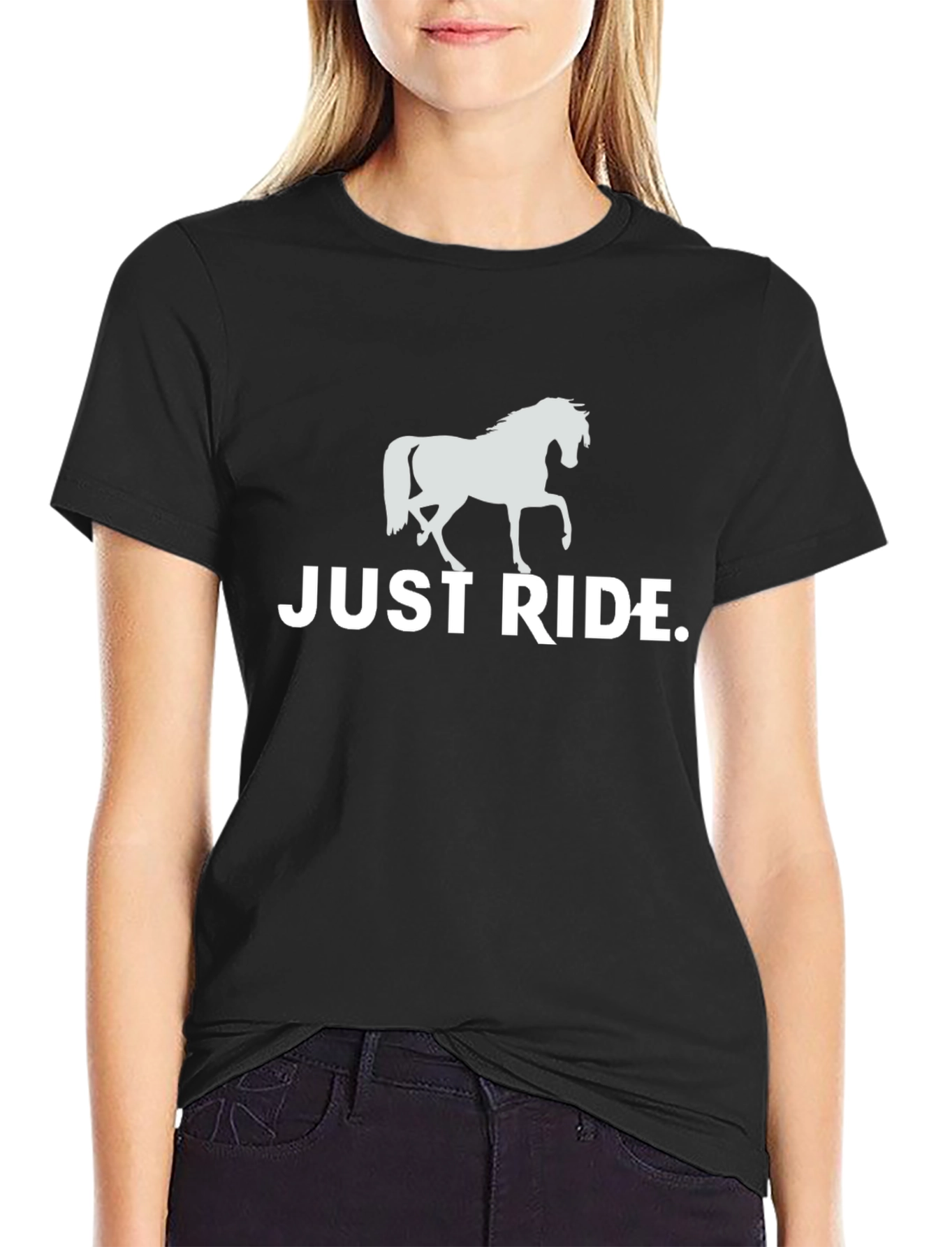 Just Ride Horse T-Shirt - Black Graphic Tee