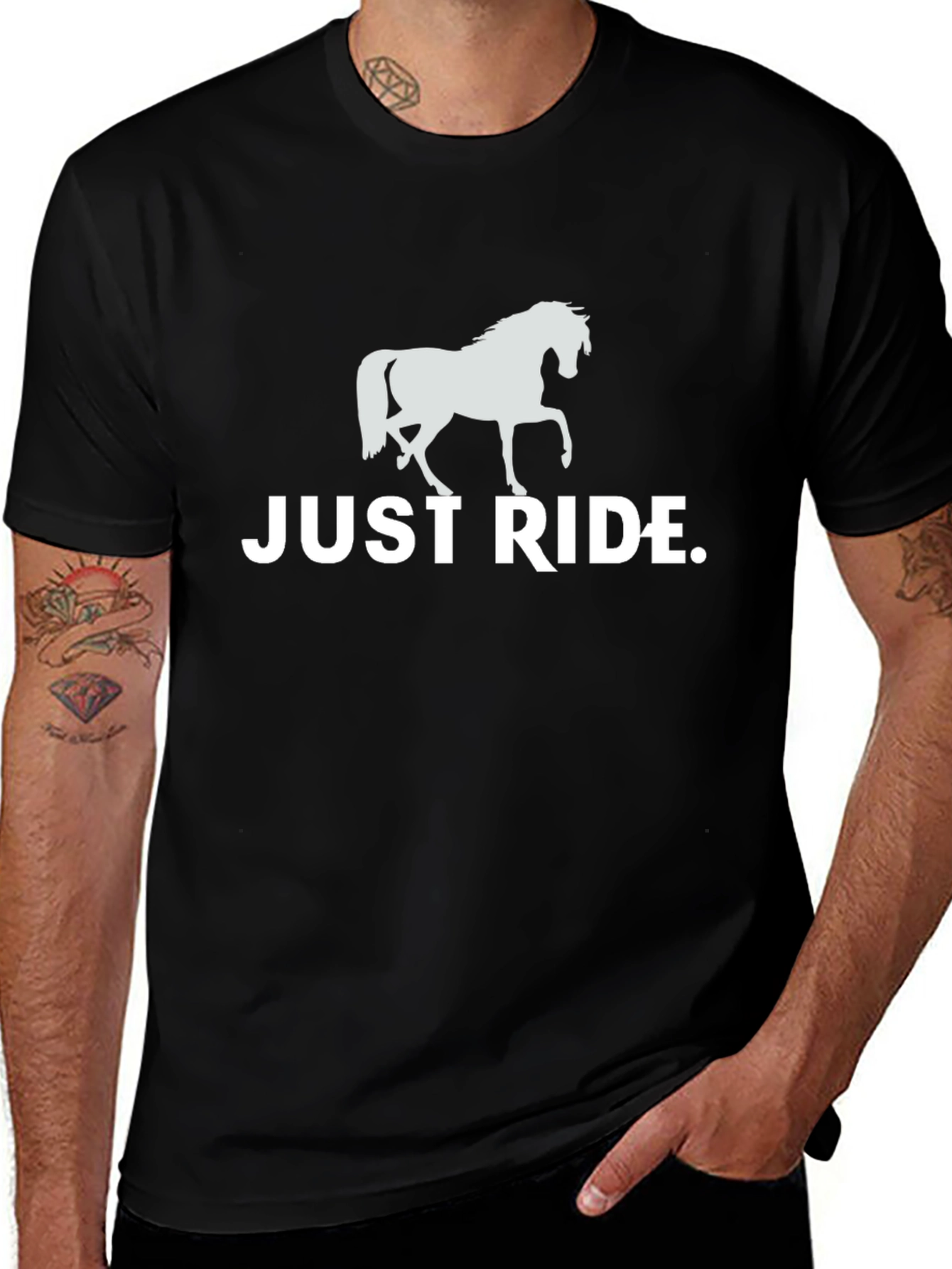Just Ride Horse T-Shirt - Black Graphic Tee