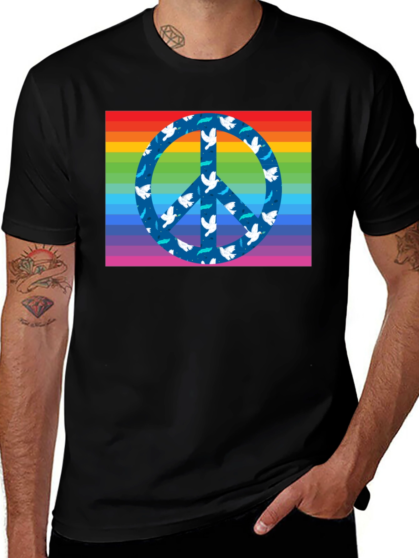 Rainbow Peace Sign Dove T-Shirt