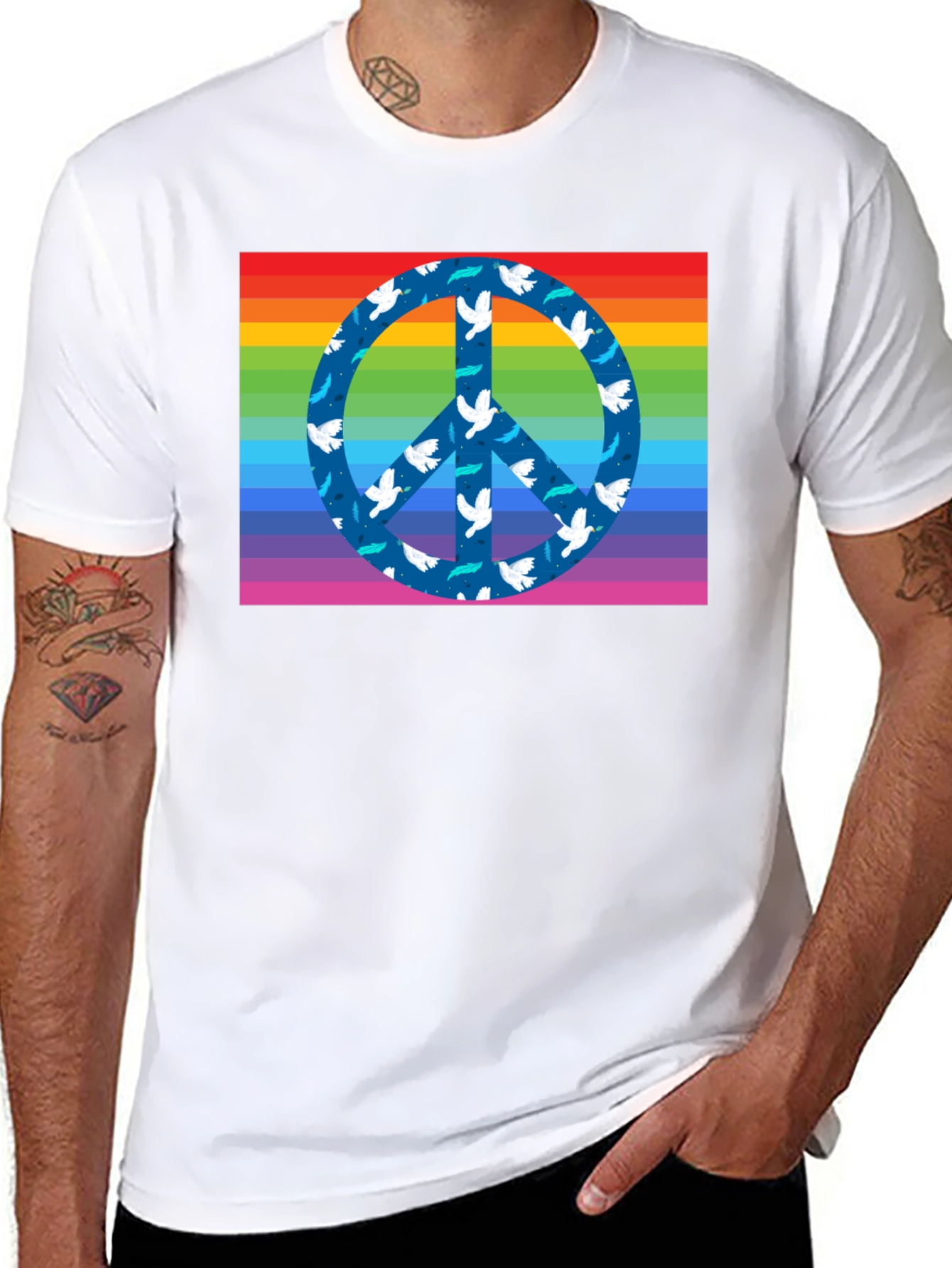 Rainbow Peace Sign Dove T-Shirt
