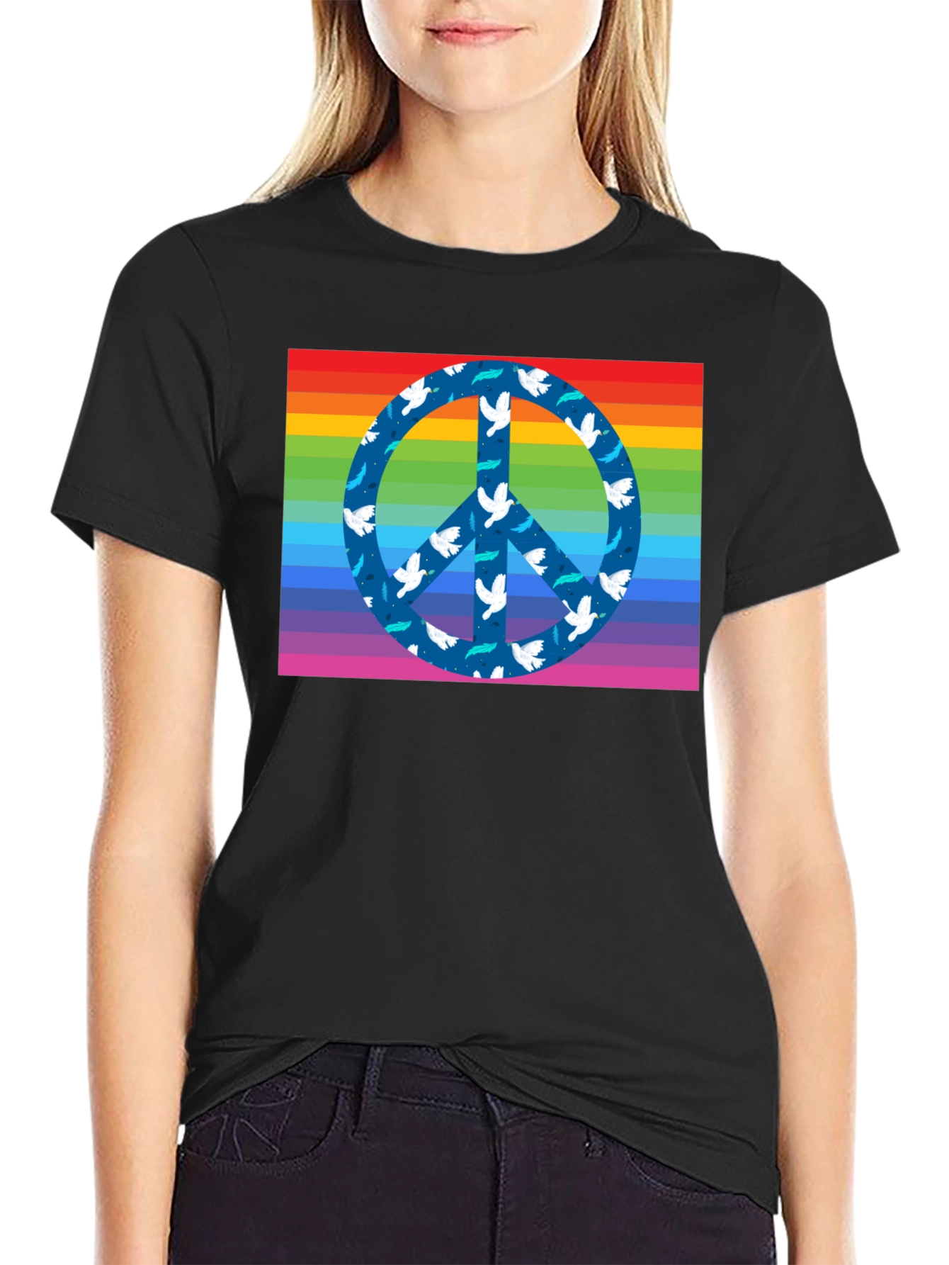 Rainbow Peace Sign Dove T-Shirt
