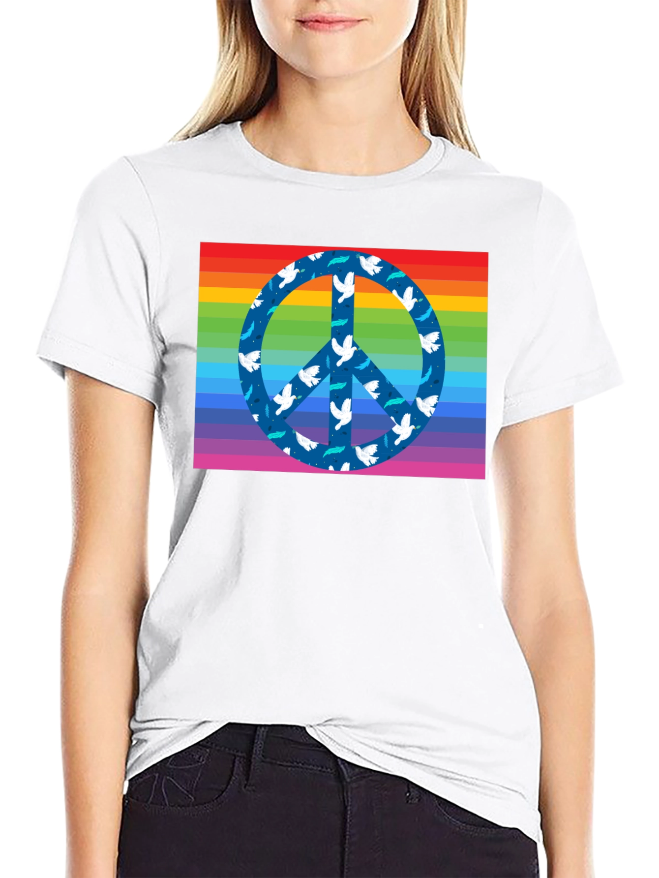 Rainbow Peace Sign Dove T-Shirt