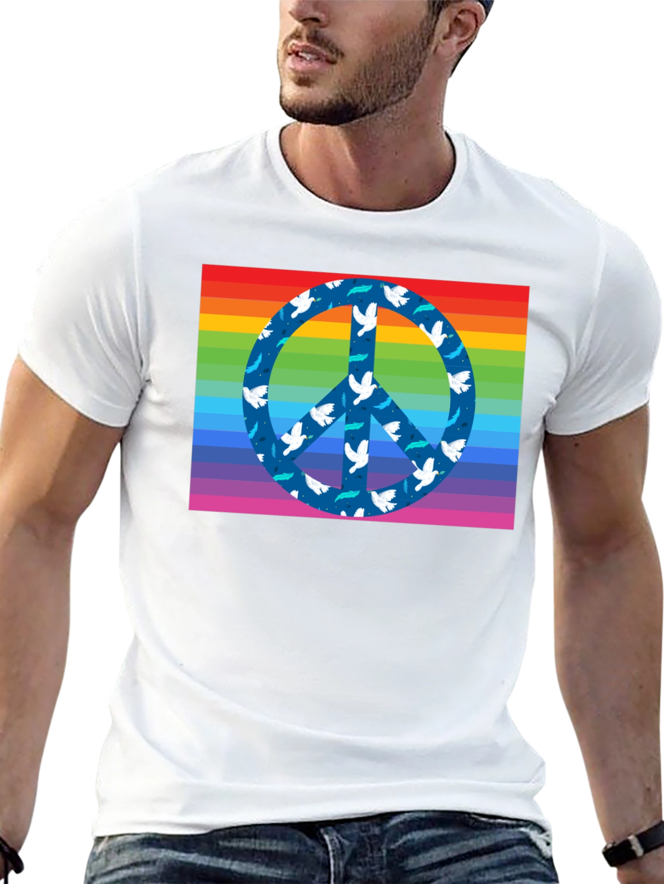 Rainbow Peace Sign Dove T-Shirt