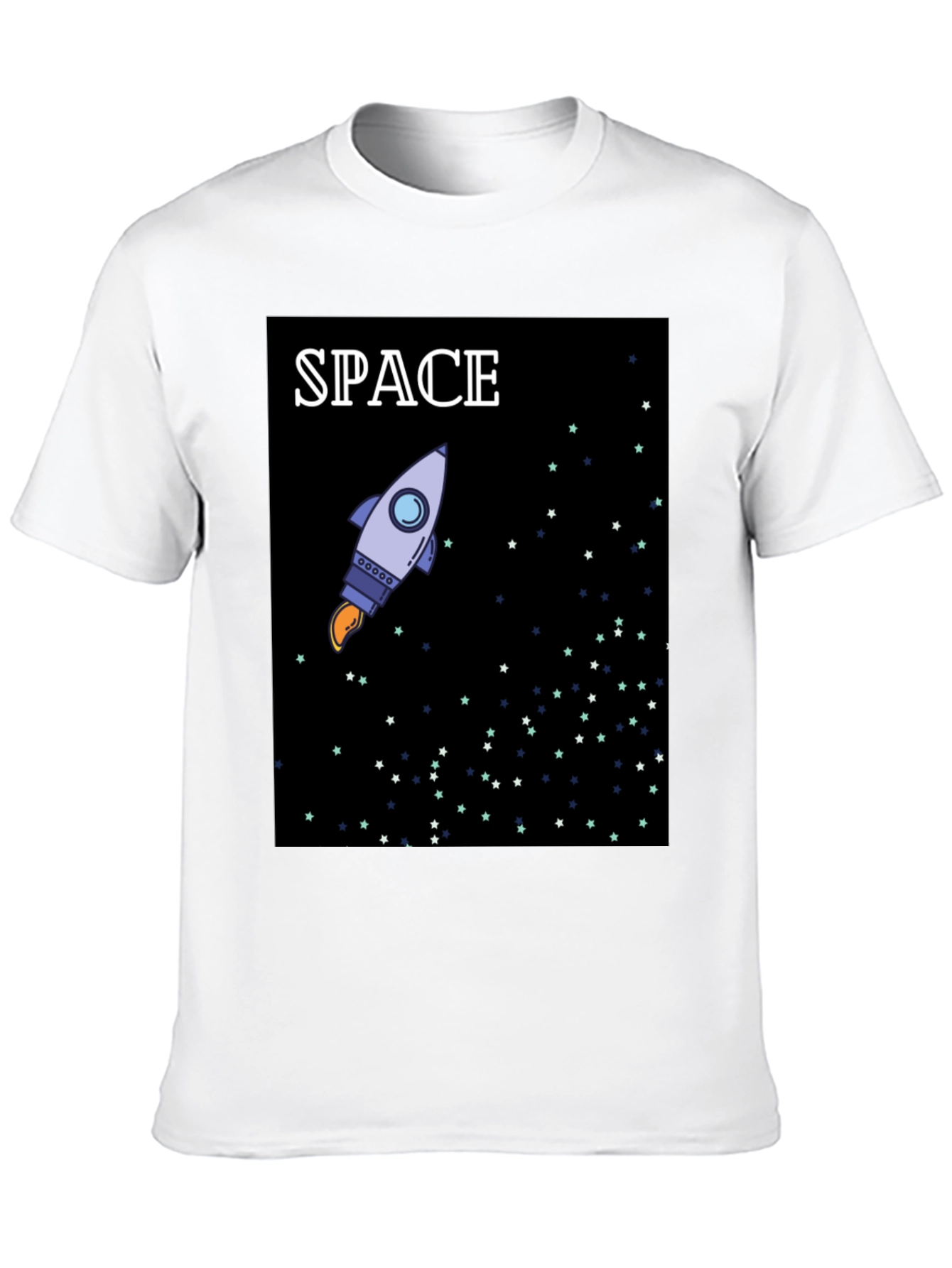 Space Rocket Graphic Black T-Shirt