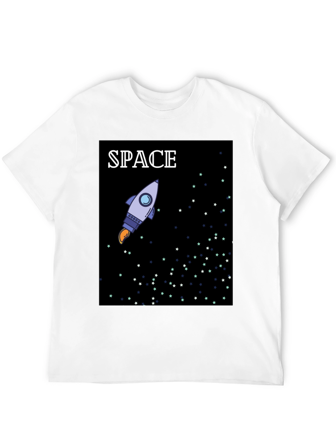 Space Rocket Graphic Black T-Shirt
