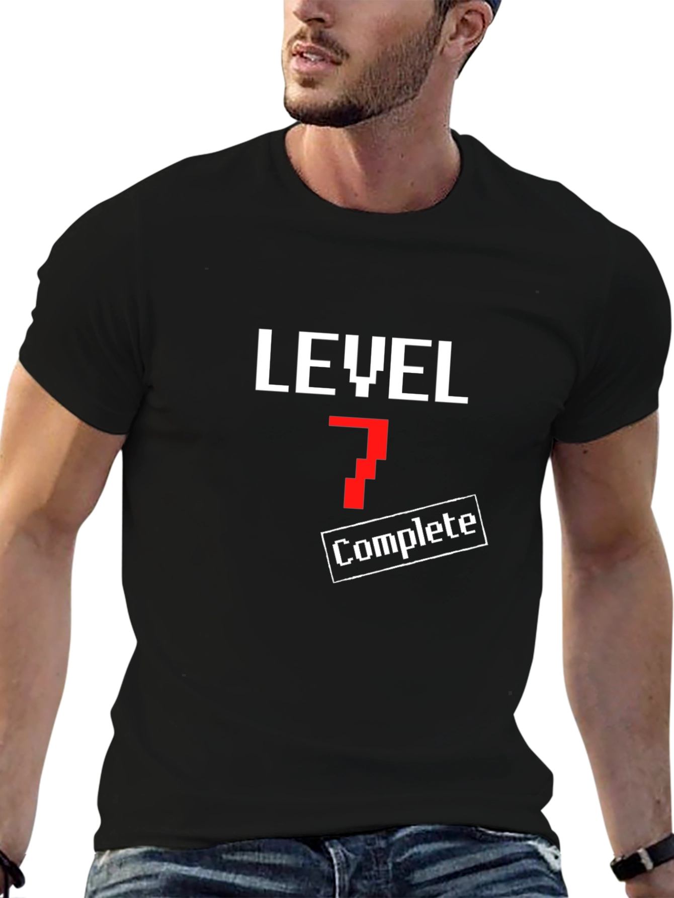 Level 7 Complete Black T-Shirt - Gamer Style