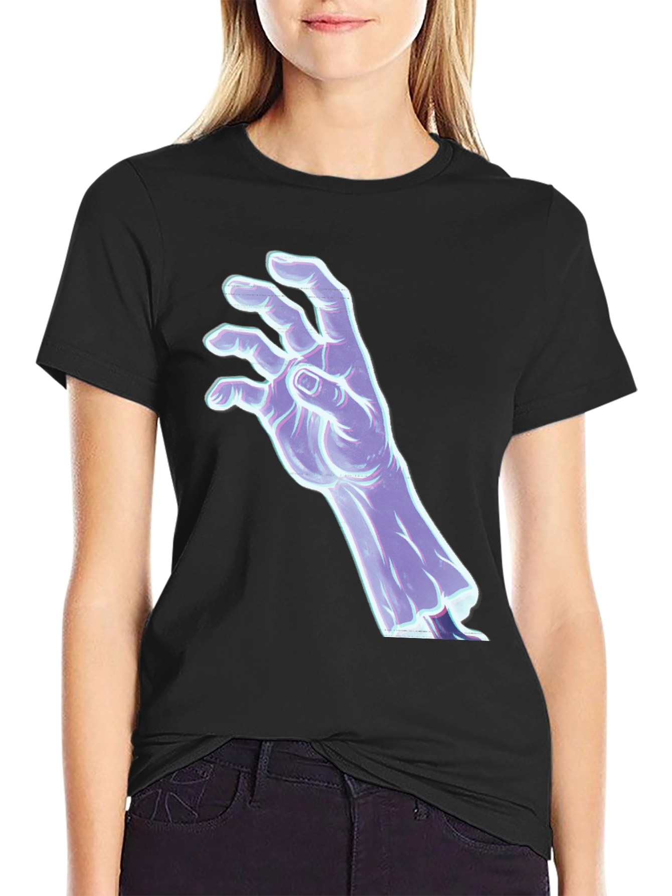 Mystic Hand Graphic Tee - Black Cotton T-Shirt