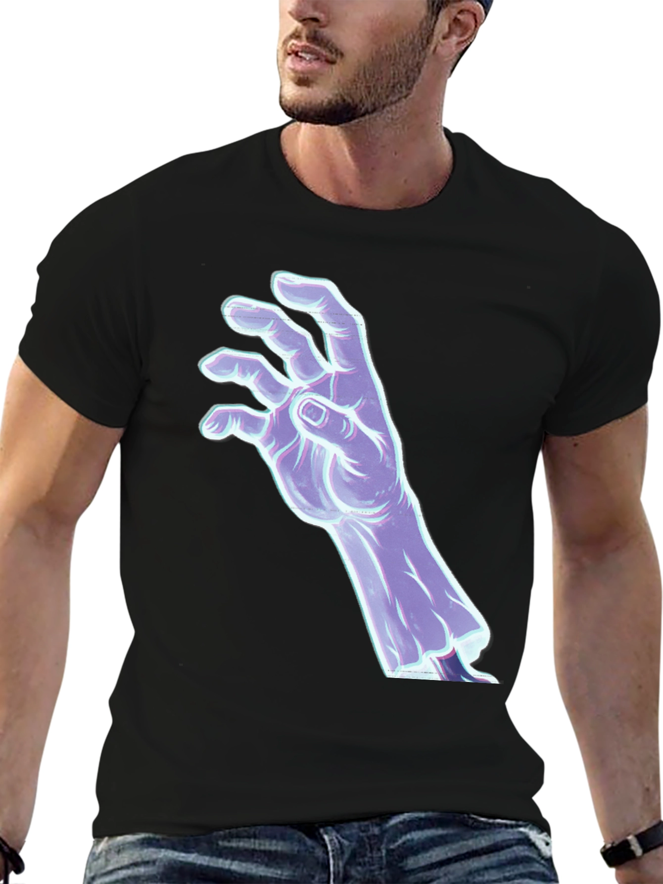 Mystic Hand Graphic Tee - Black Cotton T-Shirt