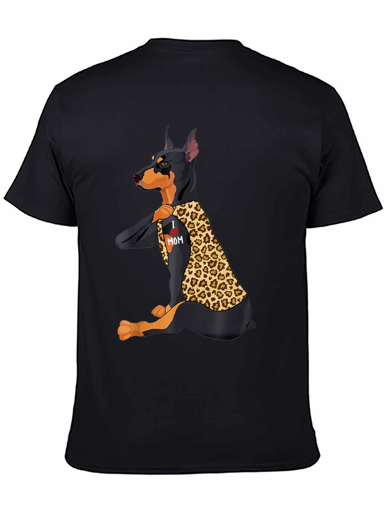 Doberman Leopard Print I Love Mom T-Shirt