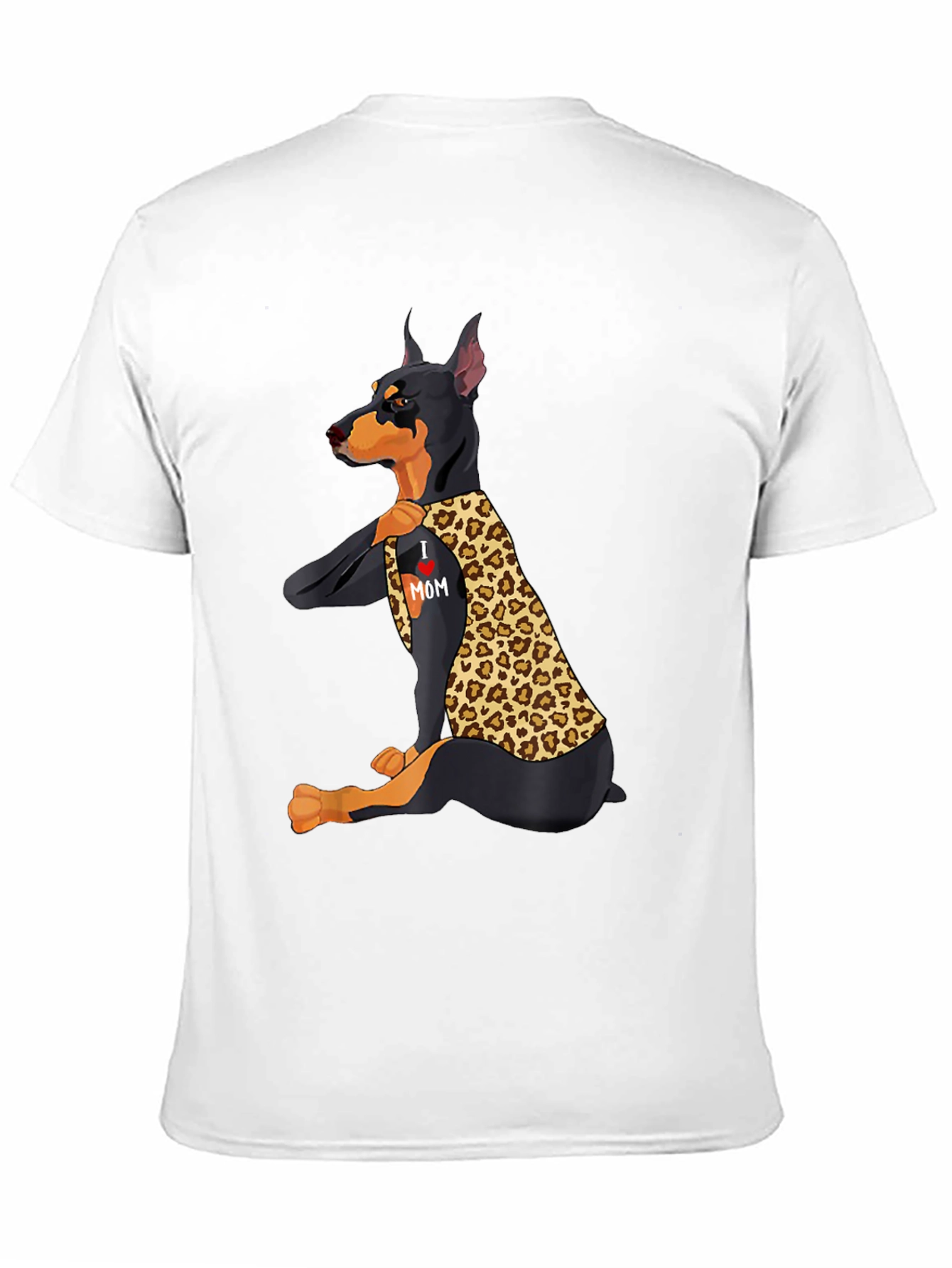Doberman Leopard Print I Love Mom T-Shirt