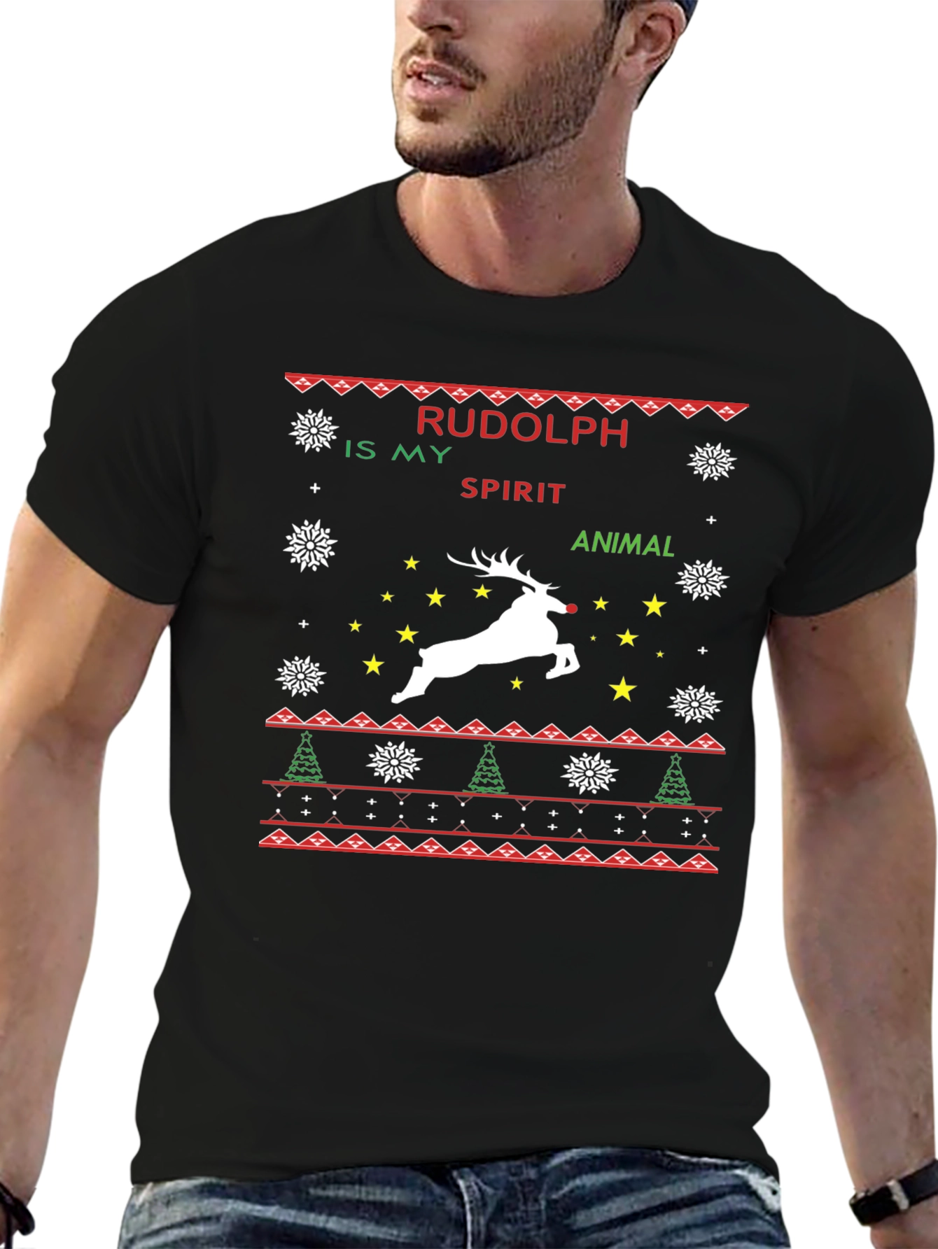 Rudolph Spirit Animal Christmas Graphic Tee
