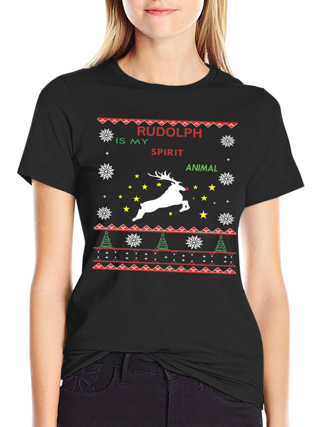 Rudolph Spirit Animal Christmas Graphic Tee