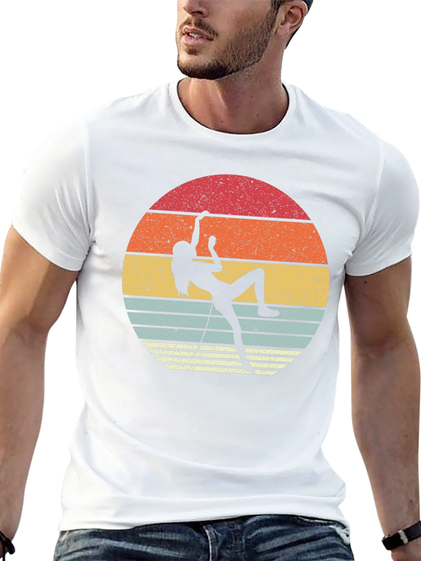 Retro Rock Climbing Sunset Graphic Tee