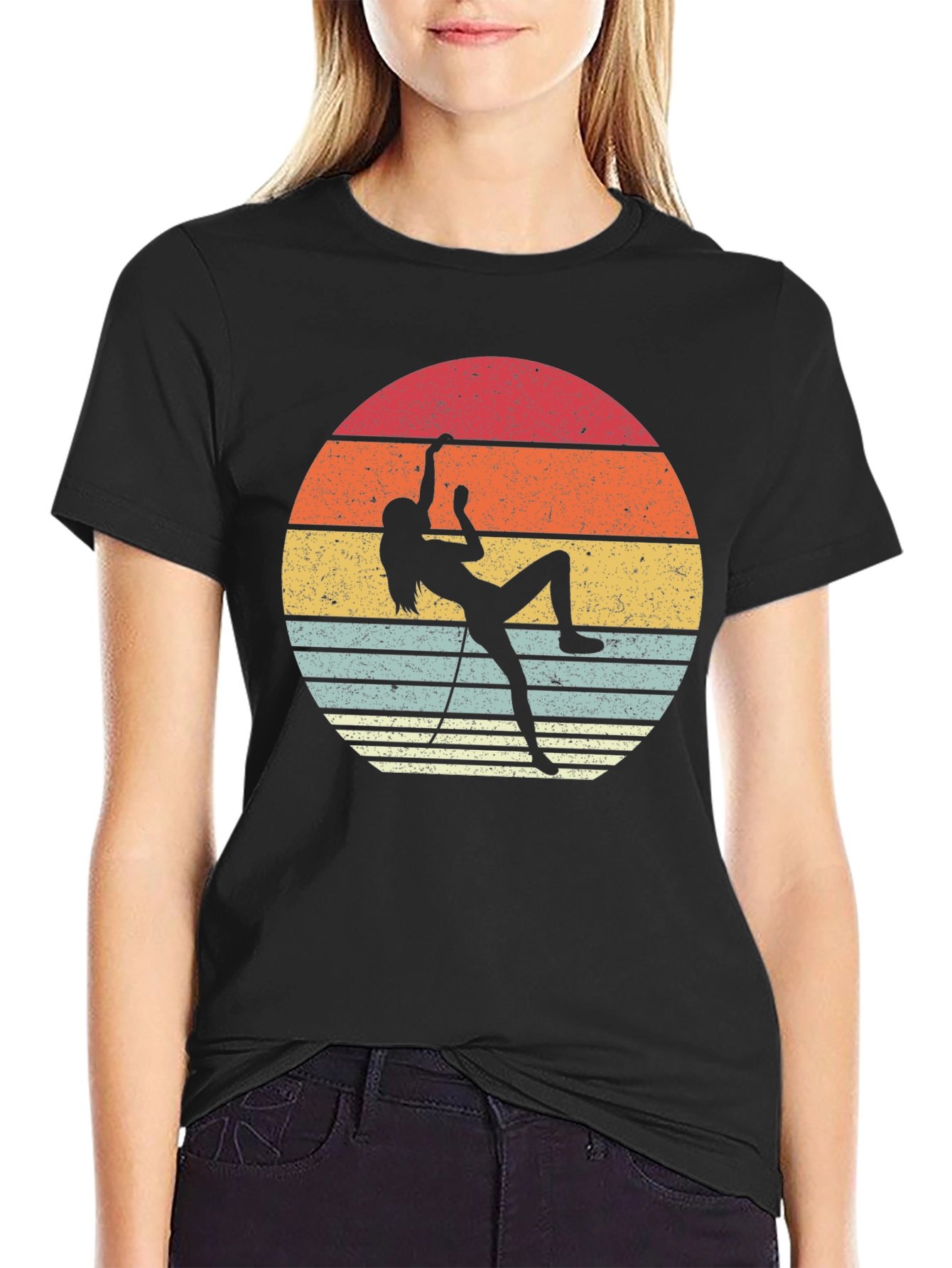 Retro Rock Climbing Sunset Graphic Tee