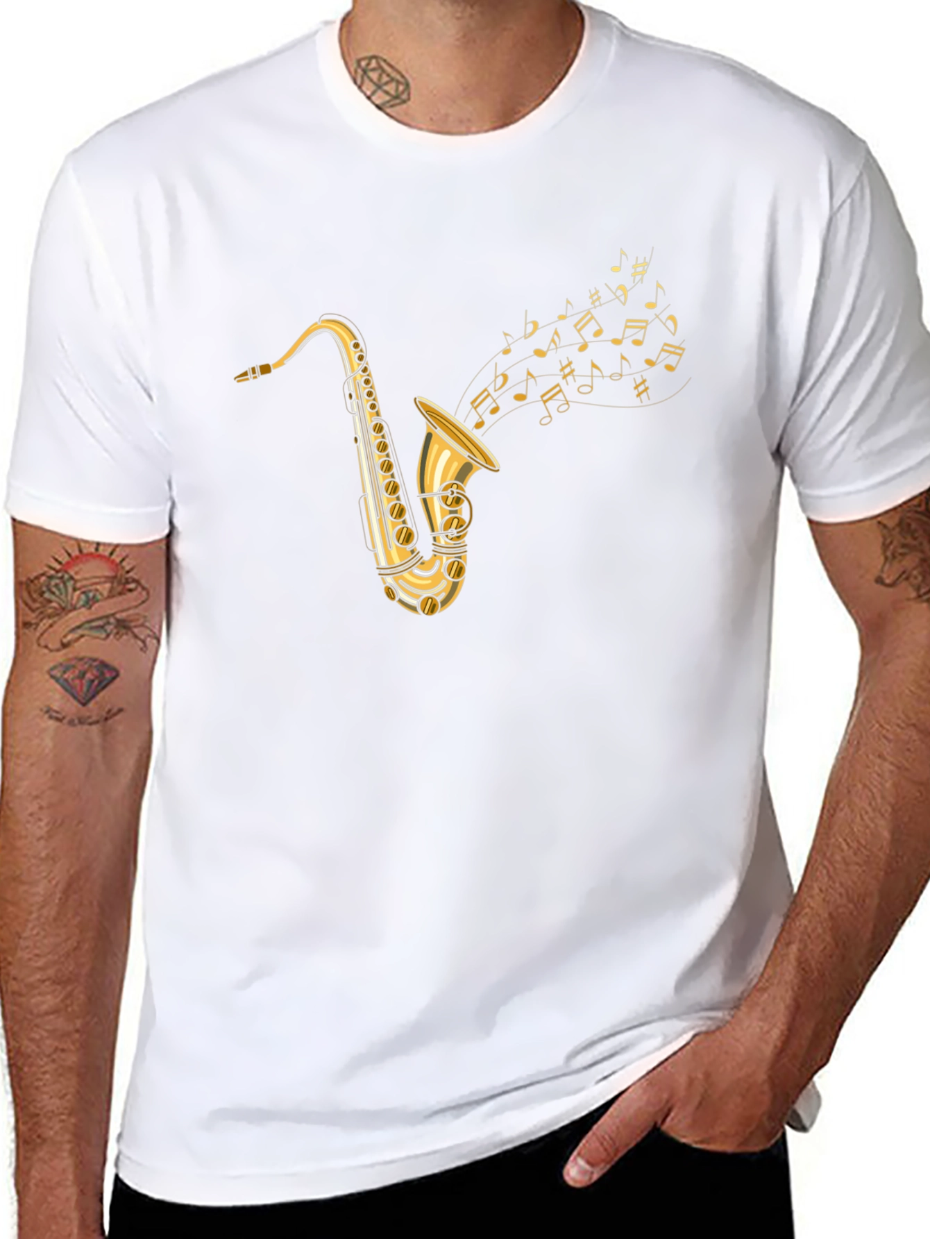 Saxophone Music Graphic T-Shirt - Stylish Musician Tee