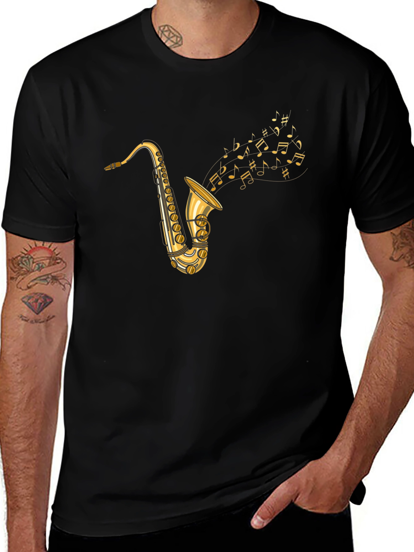 Saxophone Music Graphic T-Shirt - Stylish Musician Tee