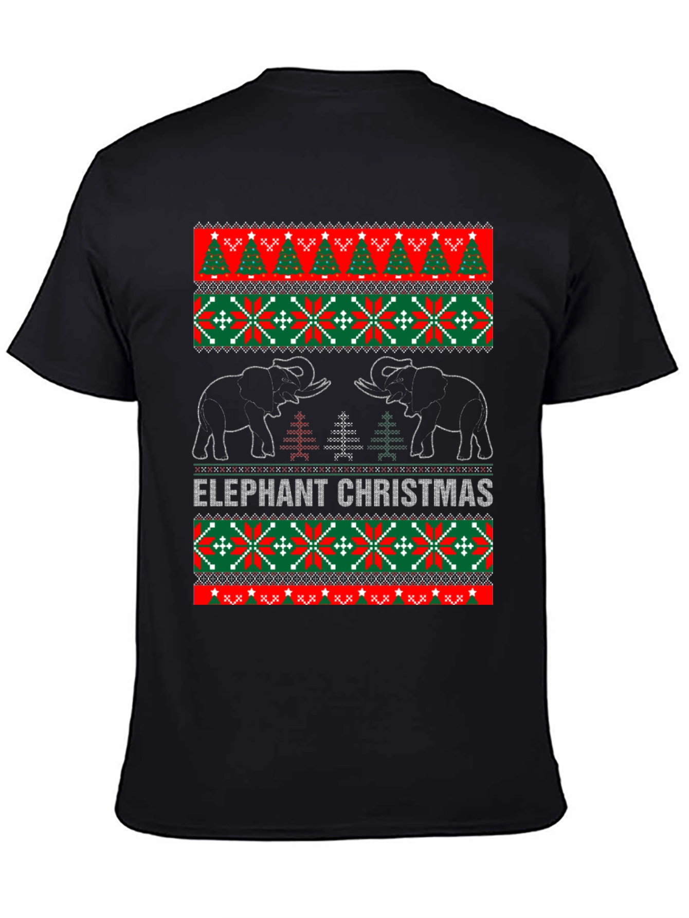Elephant Christmas Sweater Pattern T-Shirt