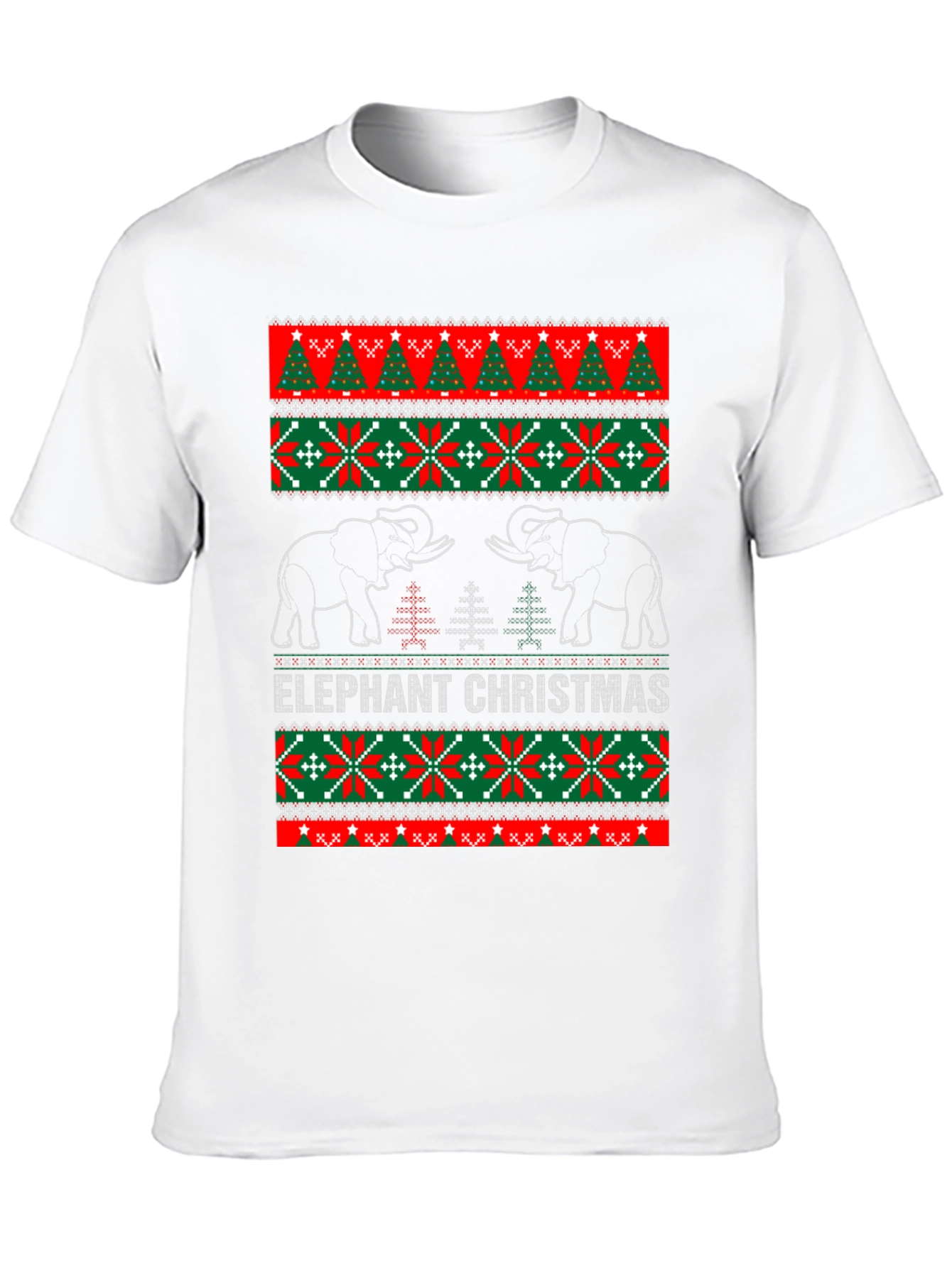 Elephant Christmas Sweater Pattern T-Shirt