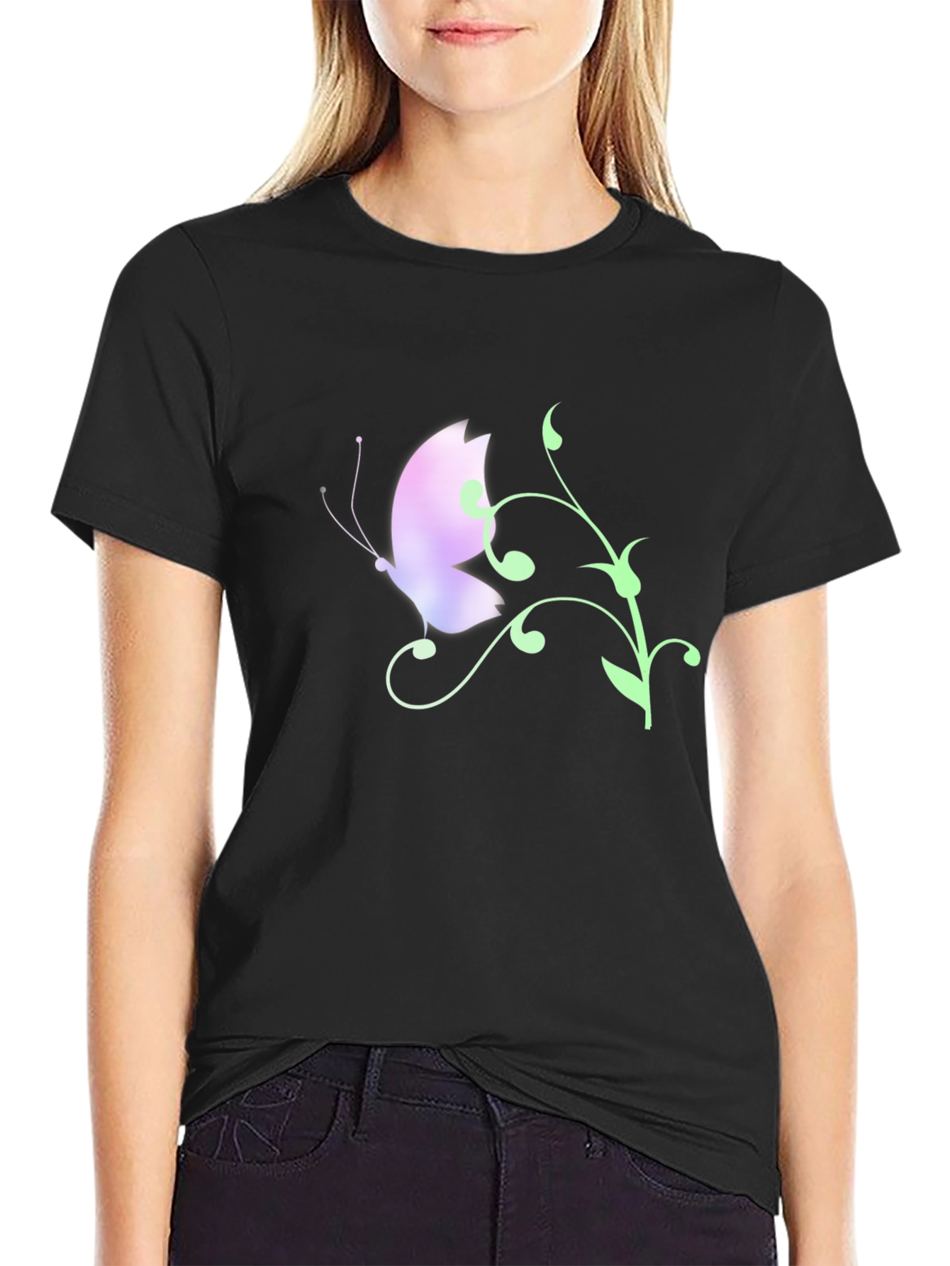 Butterfly Graphic Tee - Black Casual Shirt