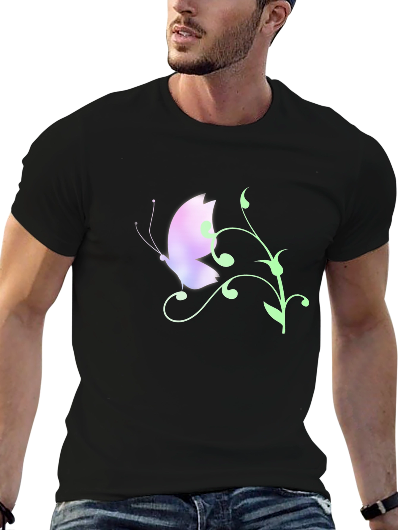 Butterfly Graphic Tee - Black Casual Shirt