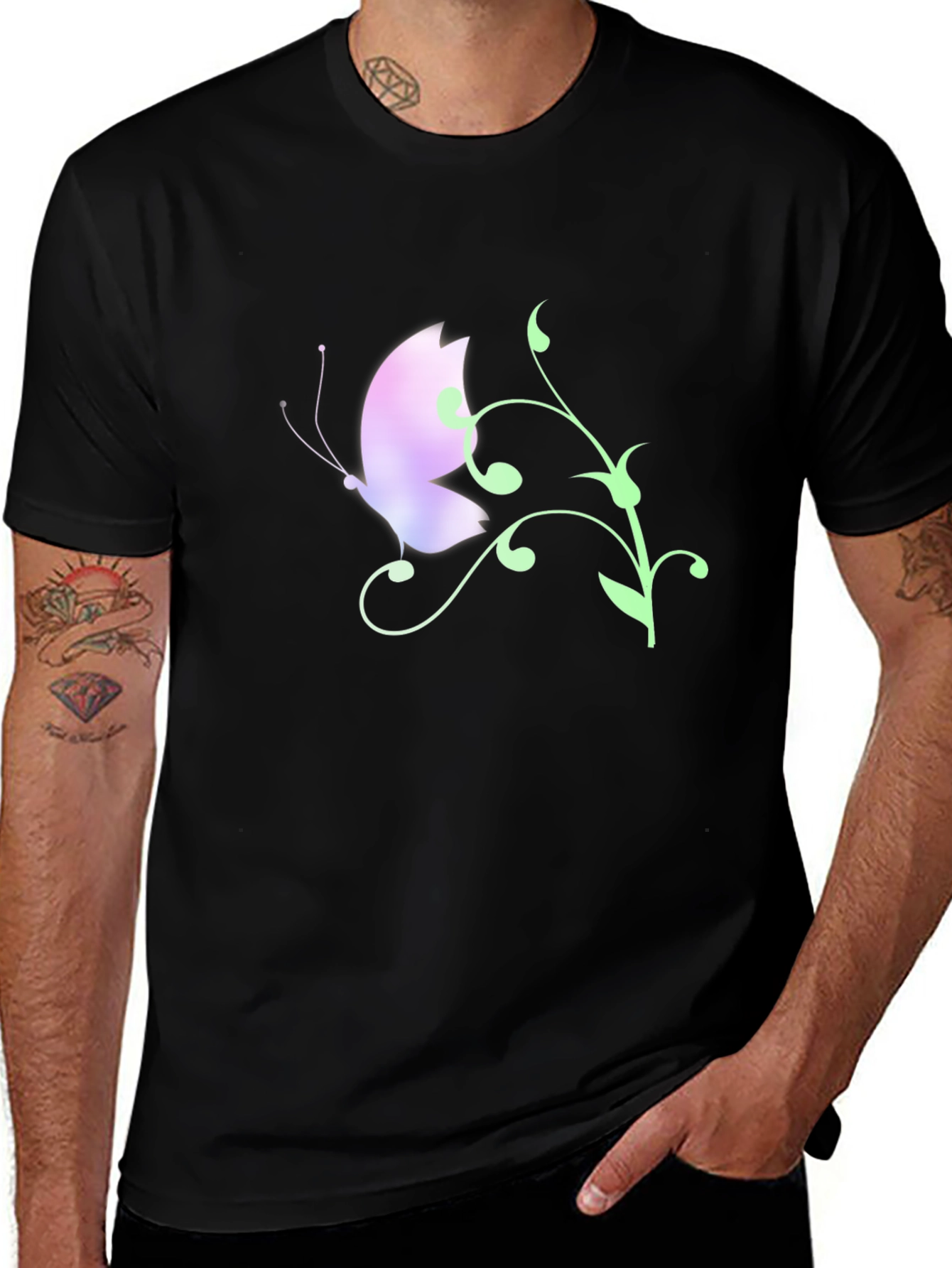 Butterfly Graphic Tee - Black Casual Shirt