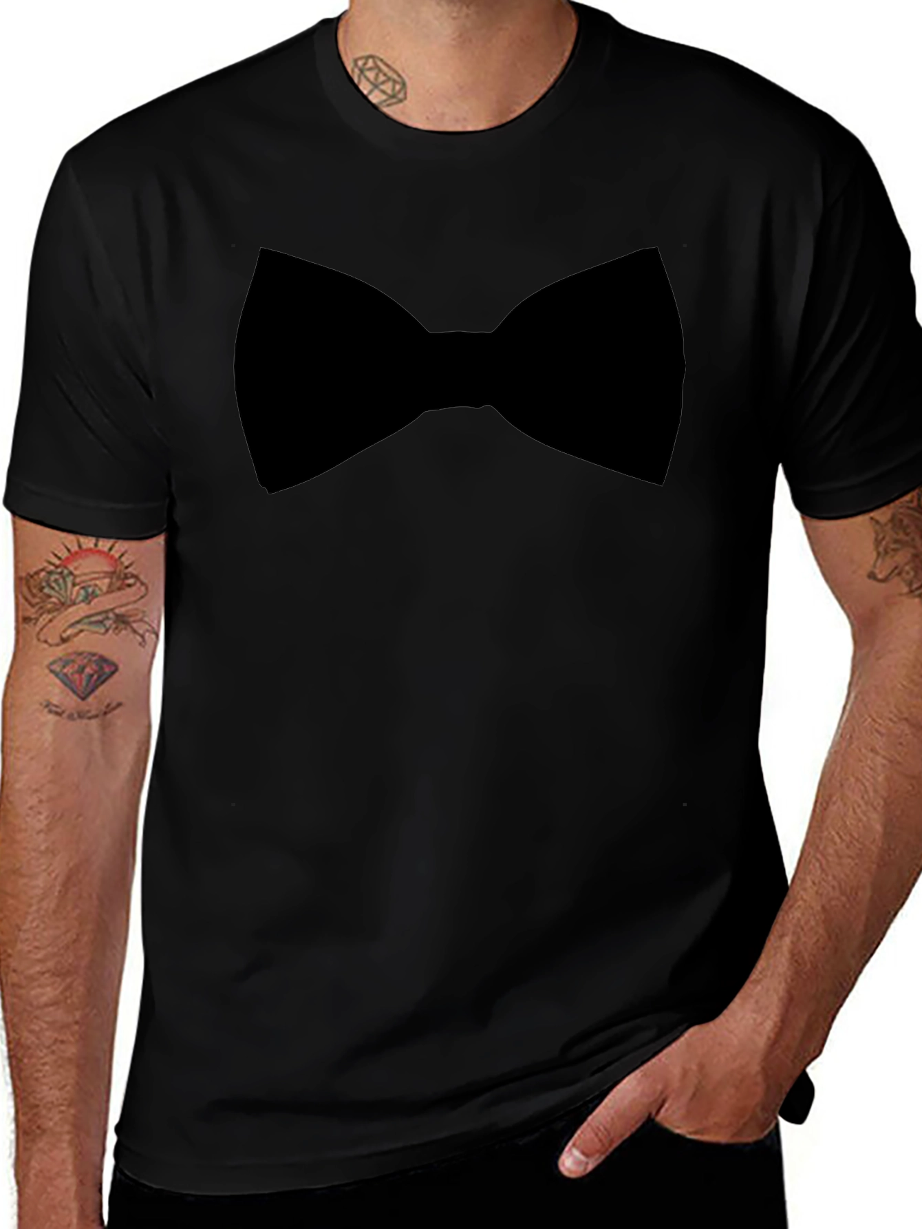 Black Bow Tie Graphic Tee - Menswear Casual