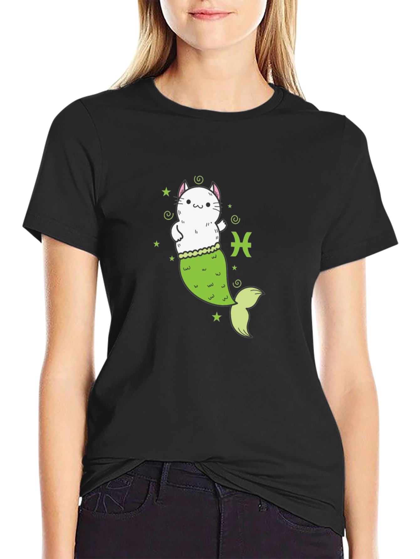 Pisces Cat Mermaid T-Shirt - Zodiac Tee