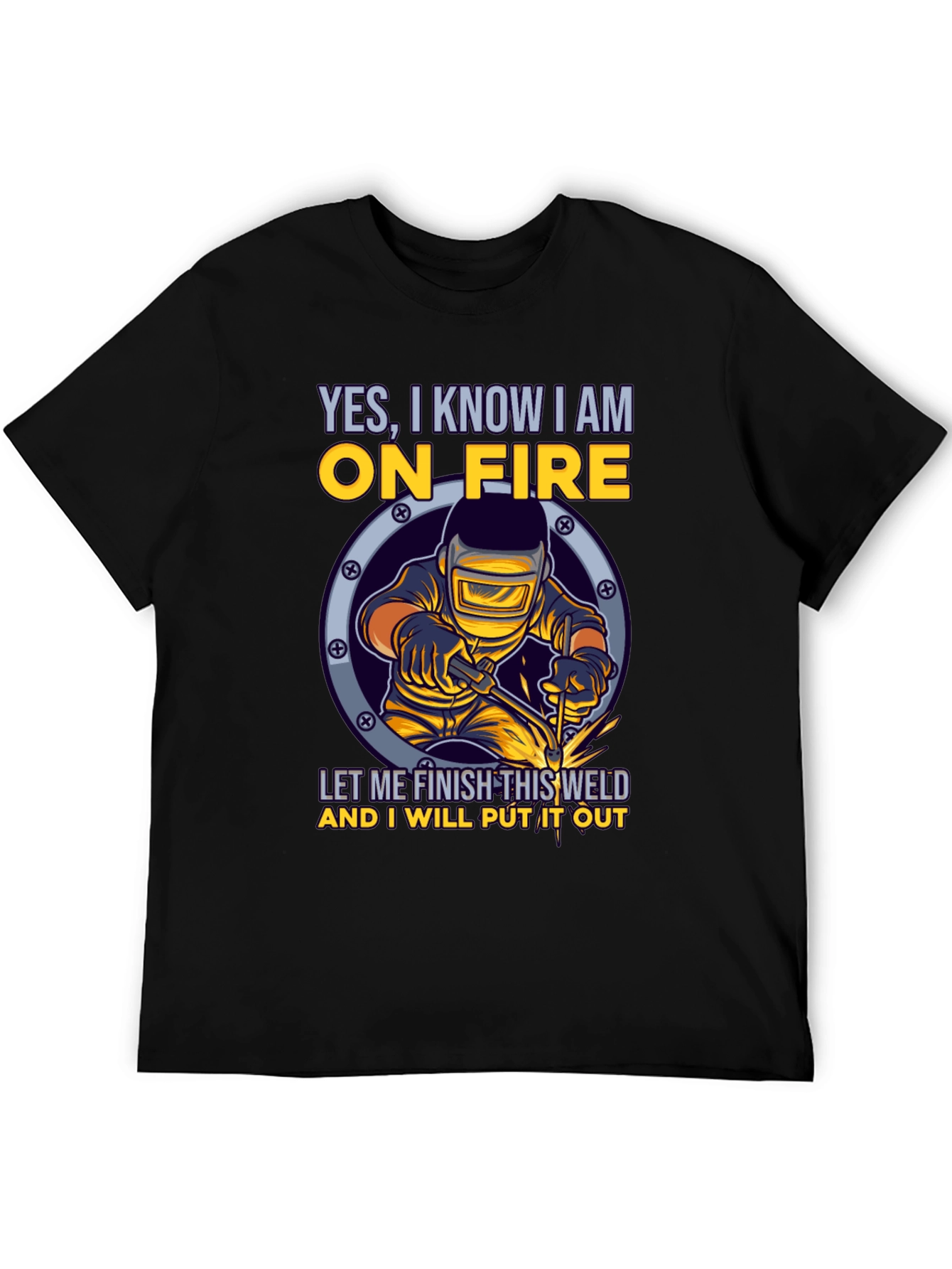 Welder On Fire Graphic Tee - Funny Welding T-Shirt