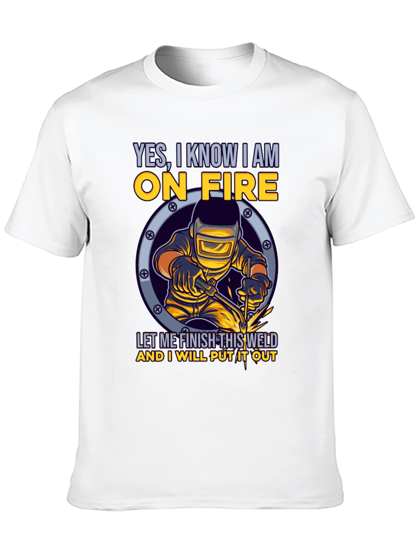 Welder On Fire Graphic Tee - Funny Welding T-Shirt