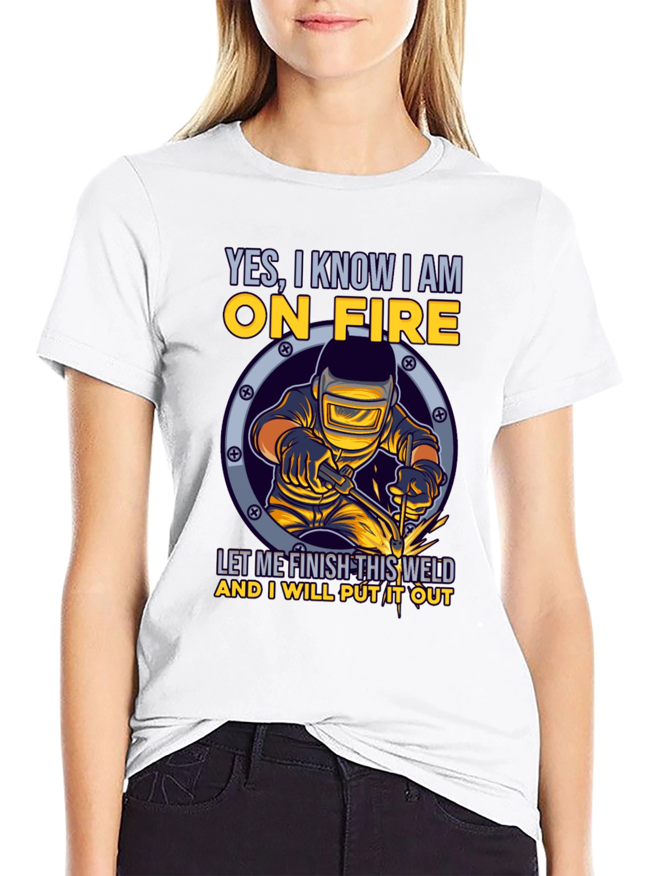 Welder On Fire Graphic Tee - Funny Welding T-Shirt