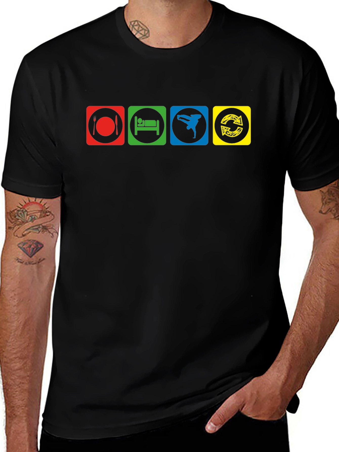 Eat Sleep Breakdance Repeat Black T-Shirt