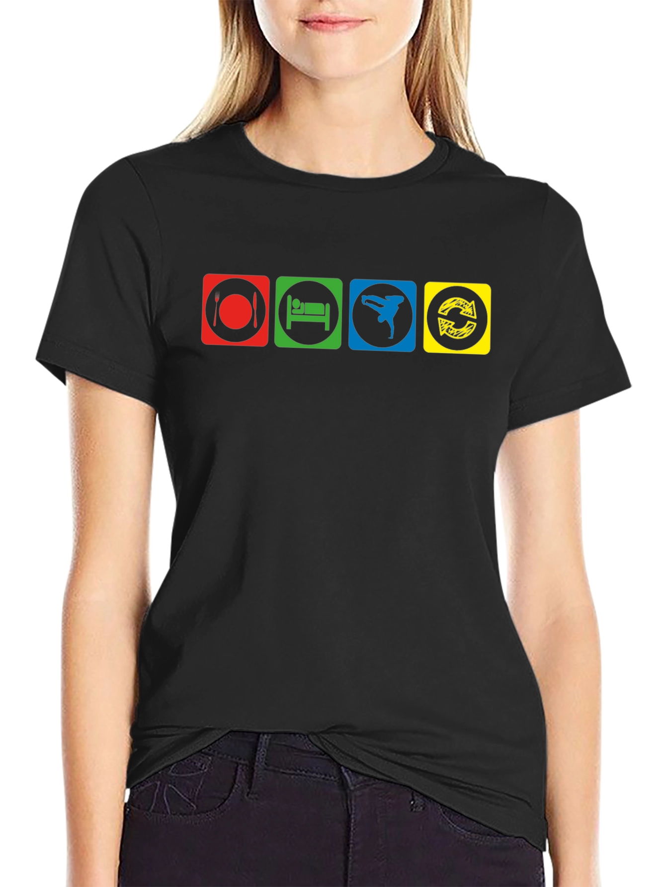 Eat Sleep Breakdance Repeat Black T-Shirt