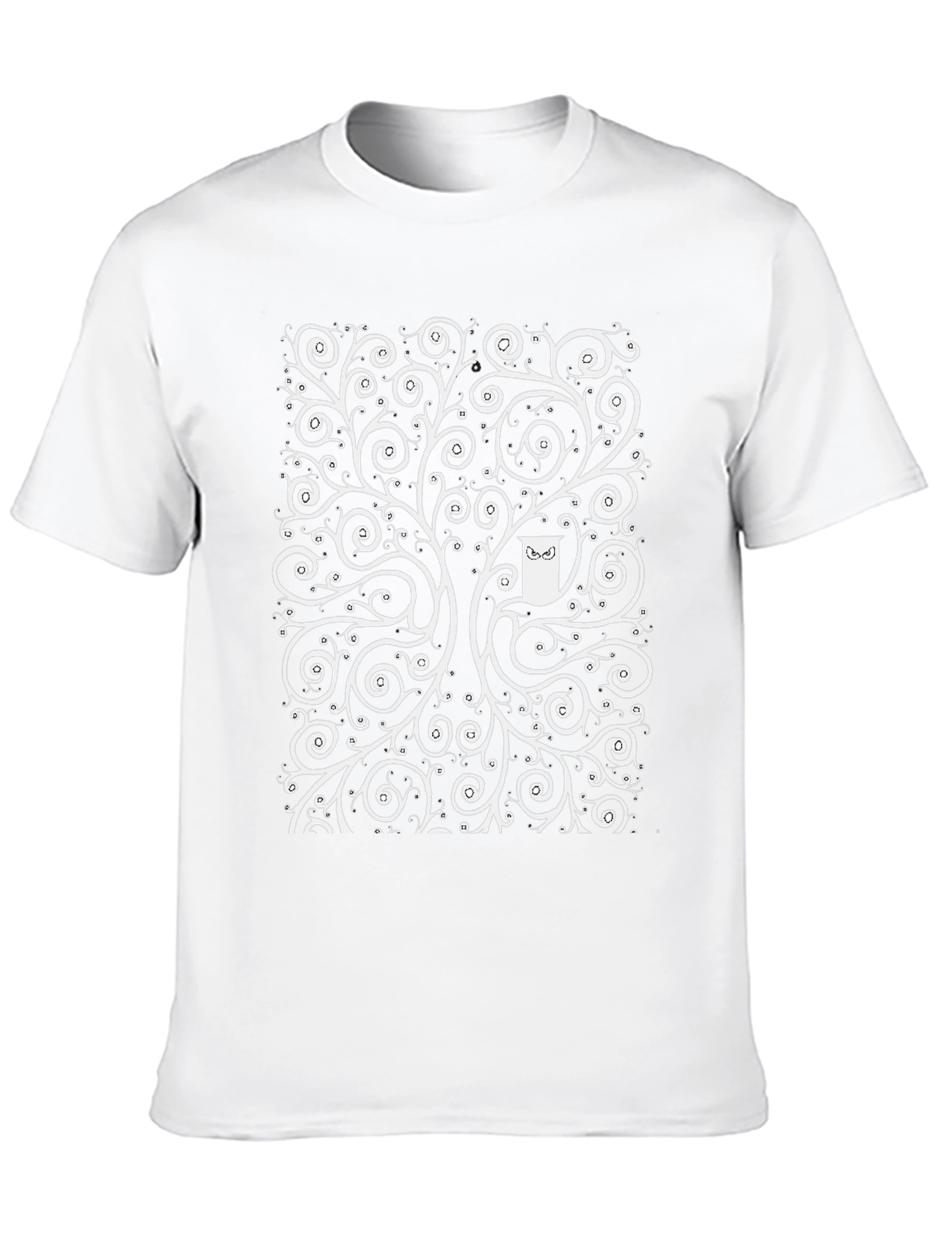 Whimsical Owl Tree Black T-Shirt