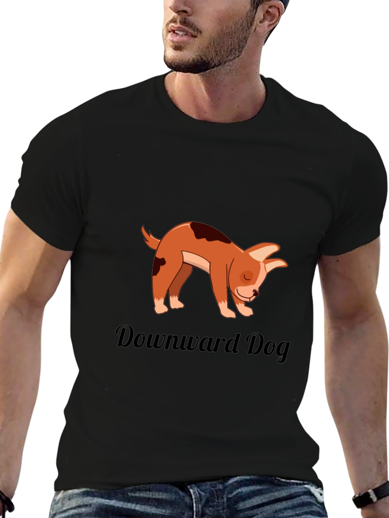 Downward Dog T-Shirt - Yoga Cartoon Puppy Graphic
