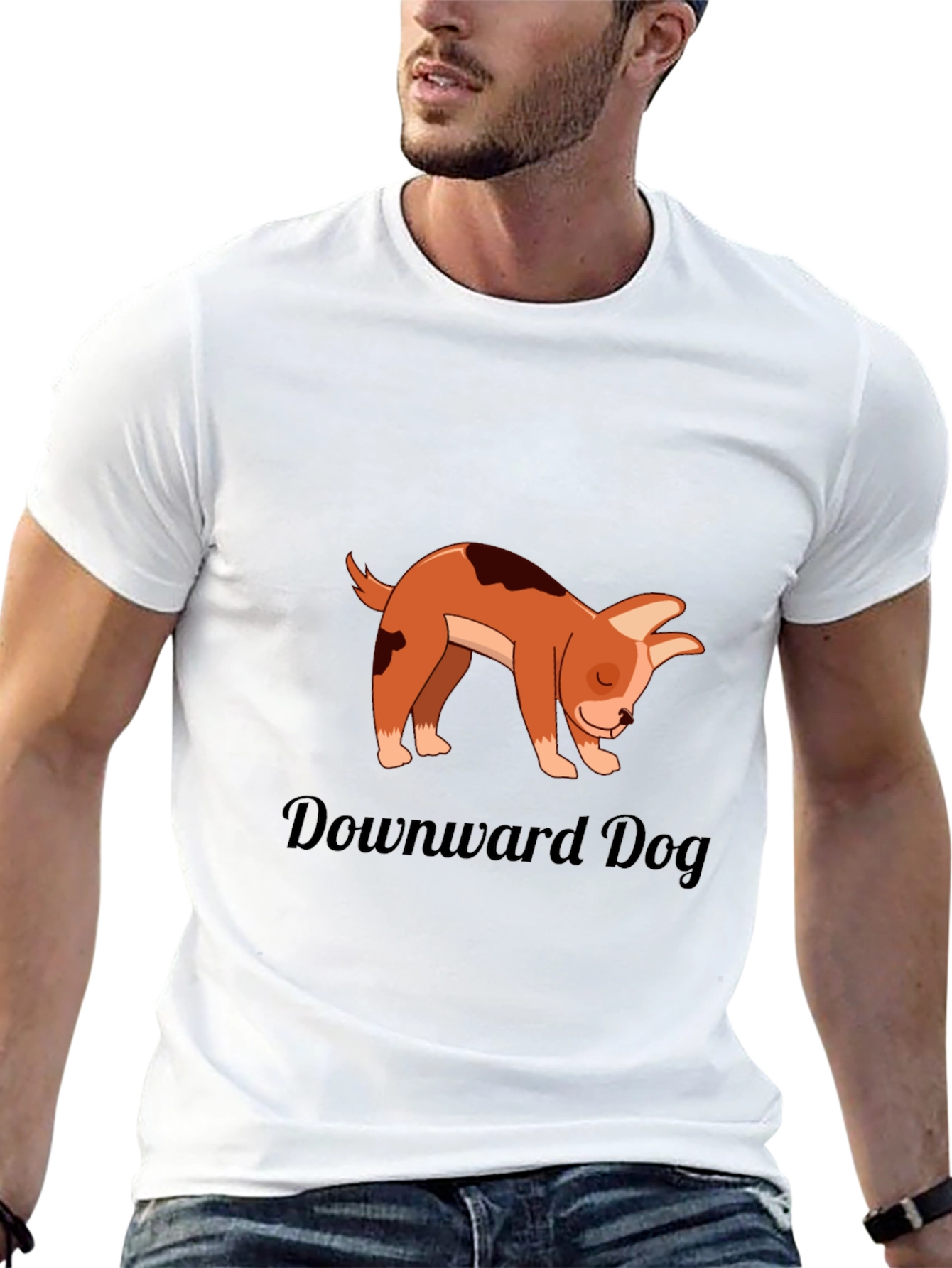 Downward Dog T-Shirt - Yoga Cartoon Puppy Graphic