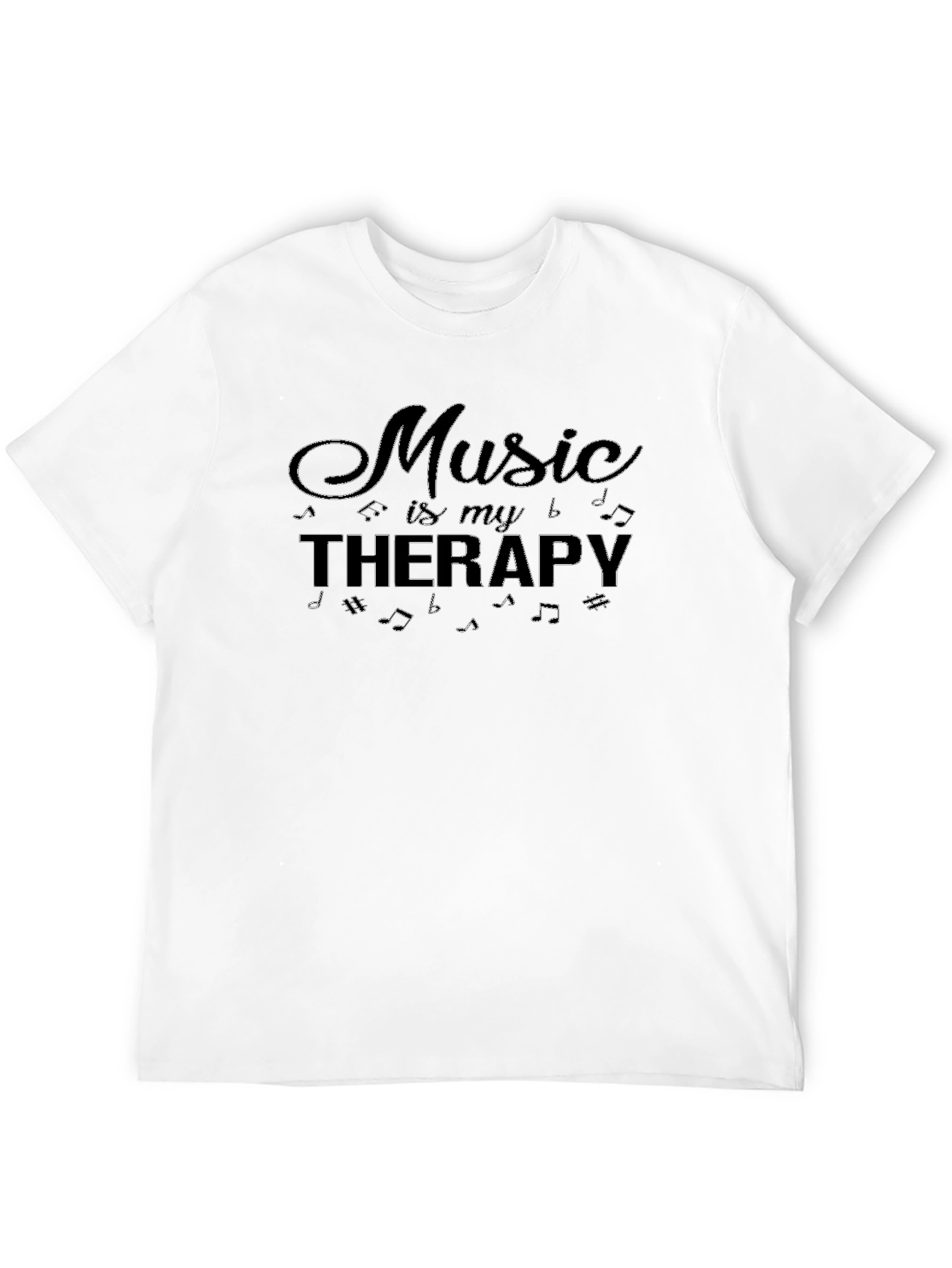 Music is My Therapy Black Graphic T-Shirt