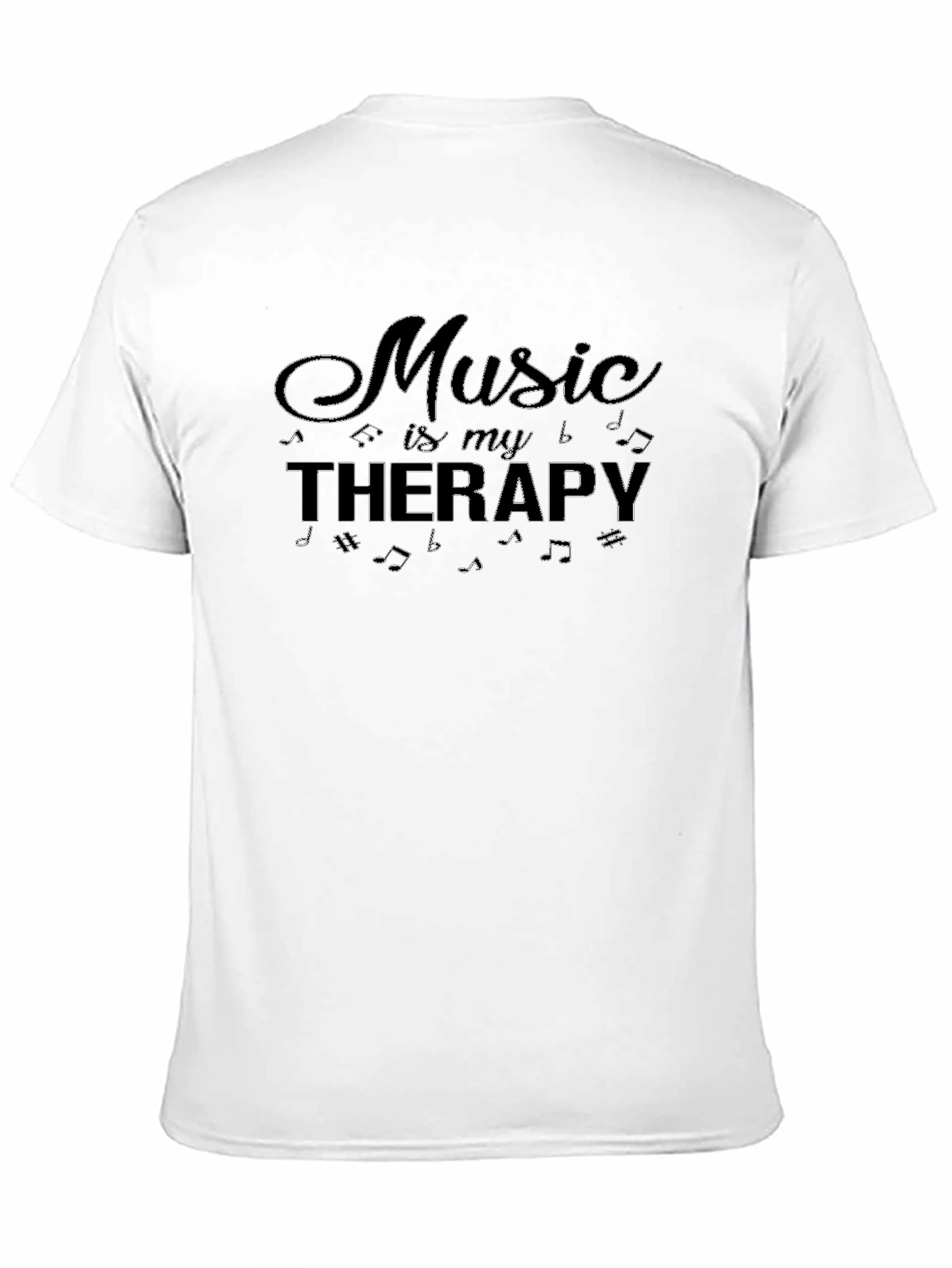 Music is My Therapy Black Graphic T-Shirt