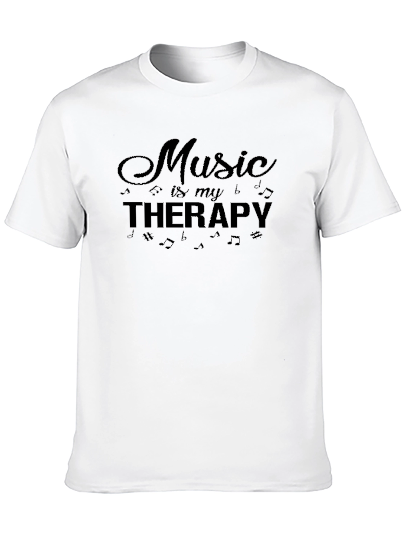Music is My Therapy Black Graphic T-Shirt