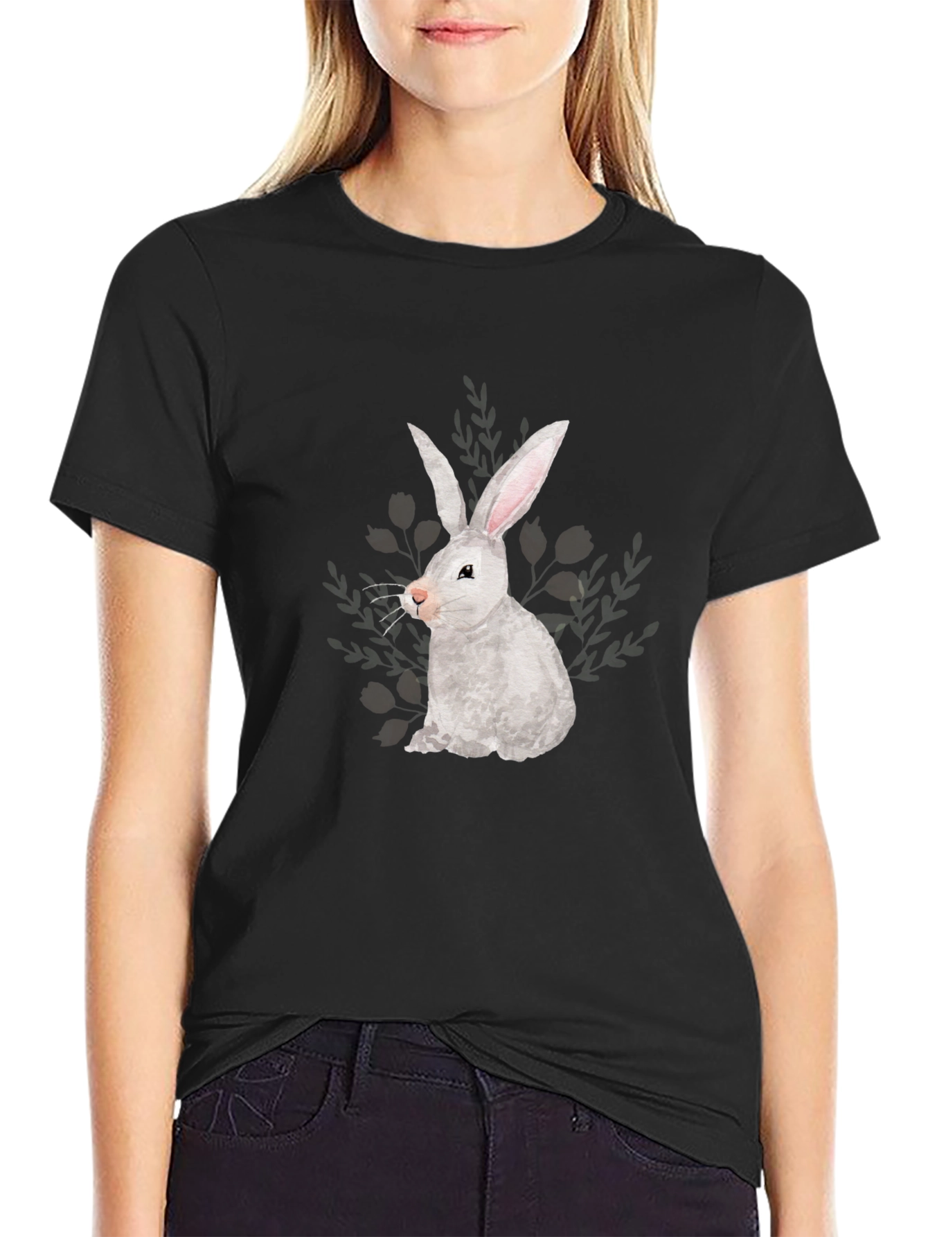 Bunny Graphic Tee - Soft Black T-Shirt