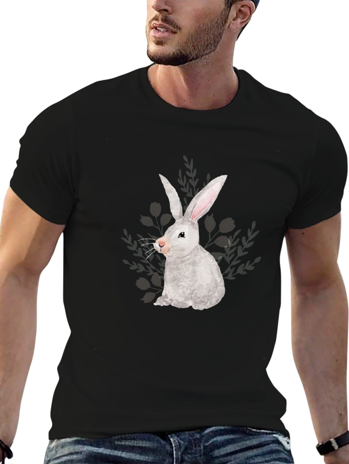 Bunny Graphic Tee - Soft Black T-Shirt